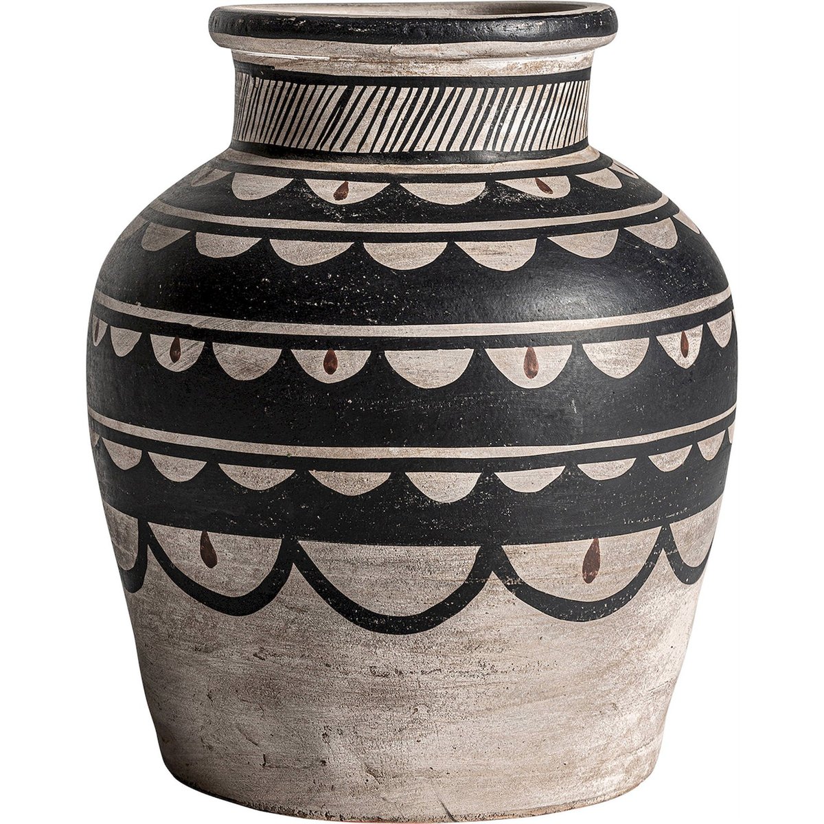 Vase en terre cuite finition vieillie gris effet vieilli artisanal, RECOLLECTION