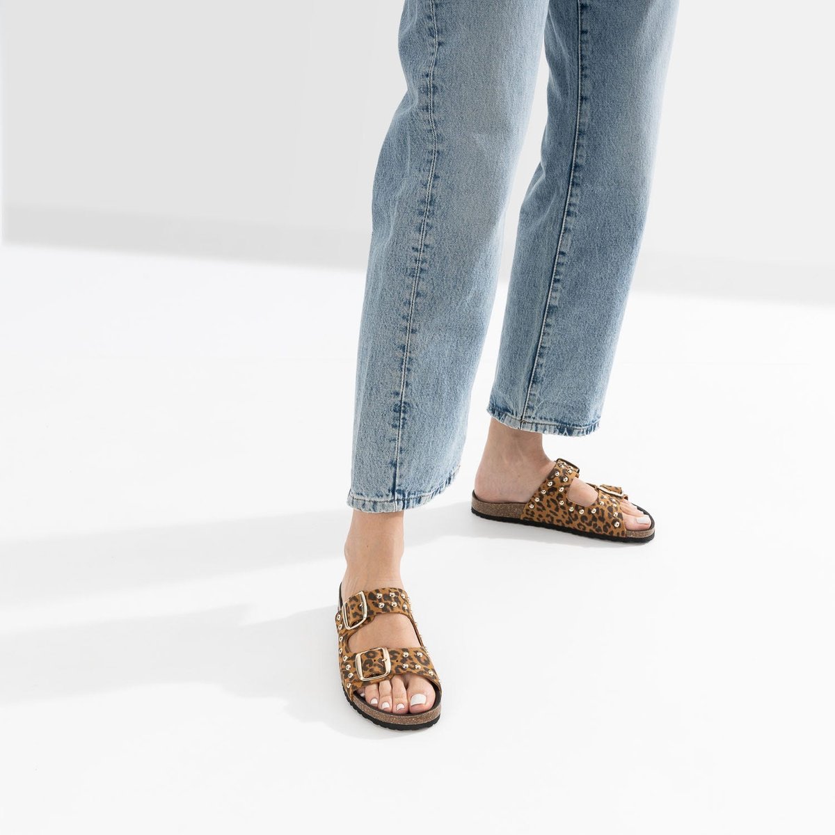 Mule en cuir ATHIA leopard, TEXTO