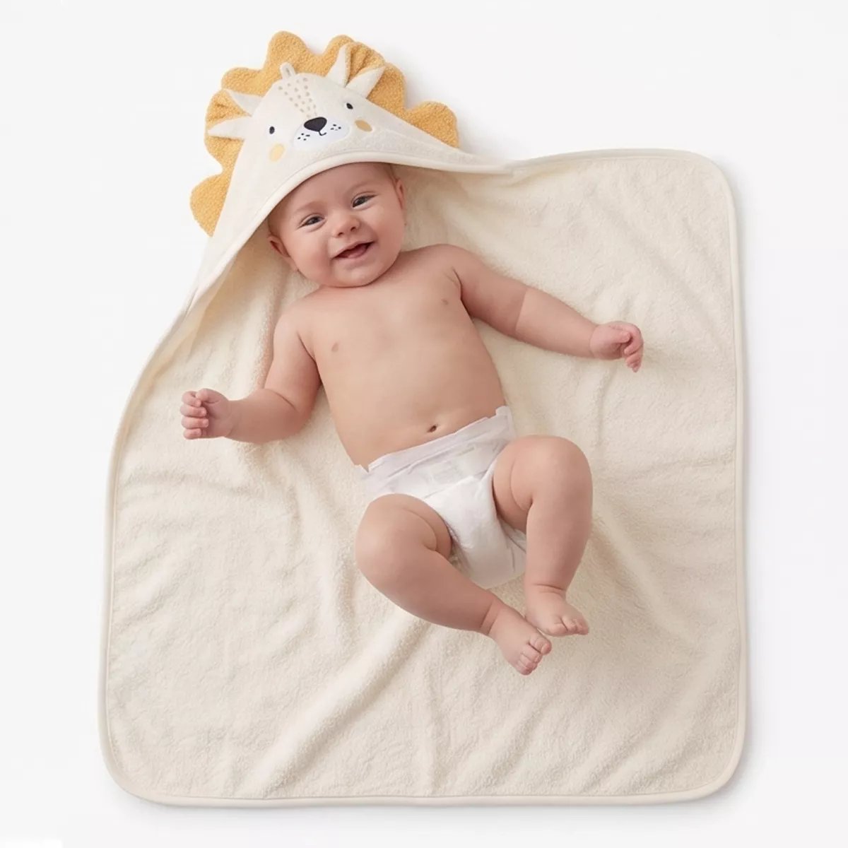 Cape de bain pur coton PETIT LION angora, GARNIER THIEBAUT