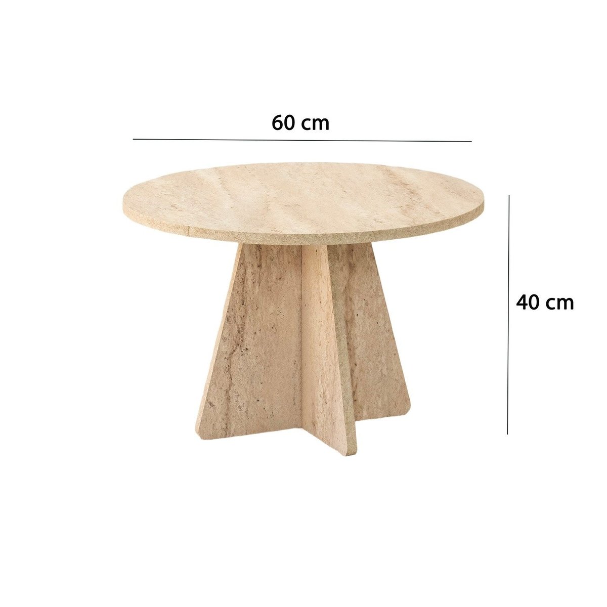 Table basse ronde effet travertin design moderne VALENCE beige, TOILINUX