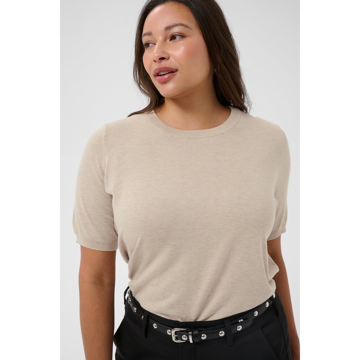 Pullover tricoté beige feather gray melange, KAFFE CURVE