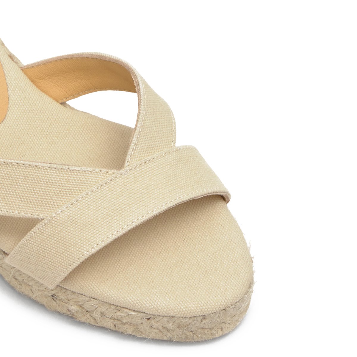 Sandales compensées en coton bio et jute tressée à bride cheville BRUNA PLATFORM ivoire, CASTANER