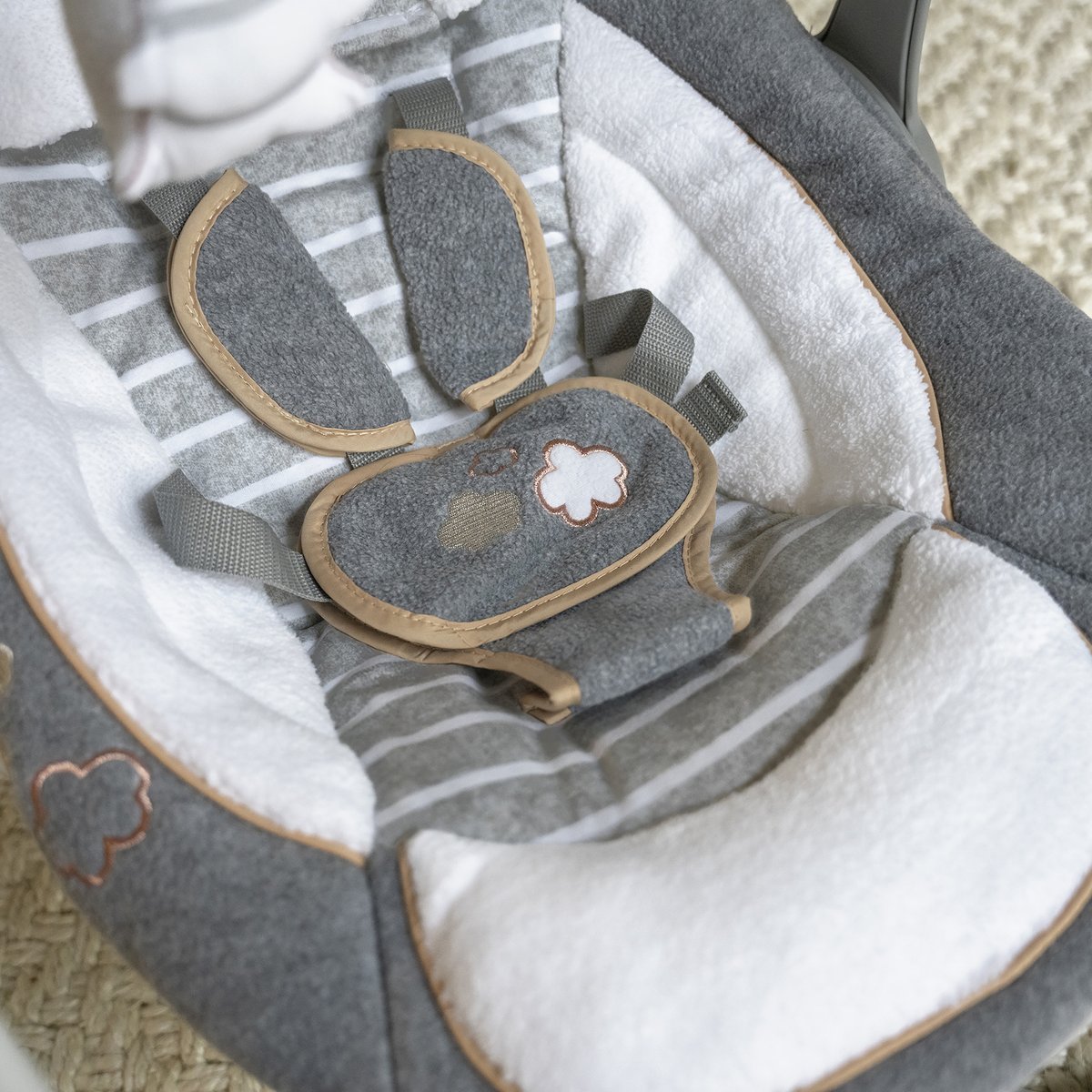 Balancelle pliable Bella Teddy gris, blanc, INGENUITY