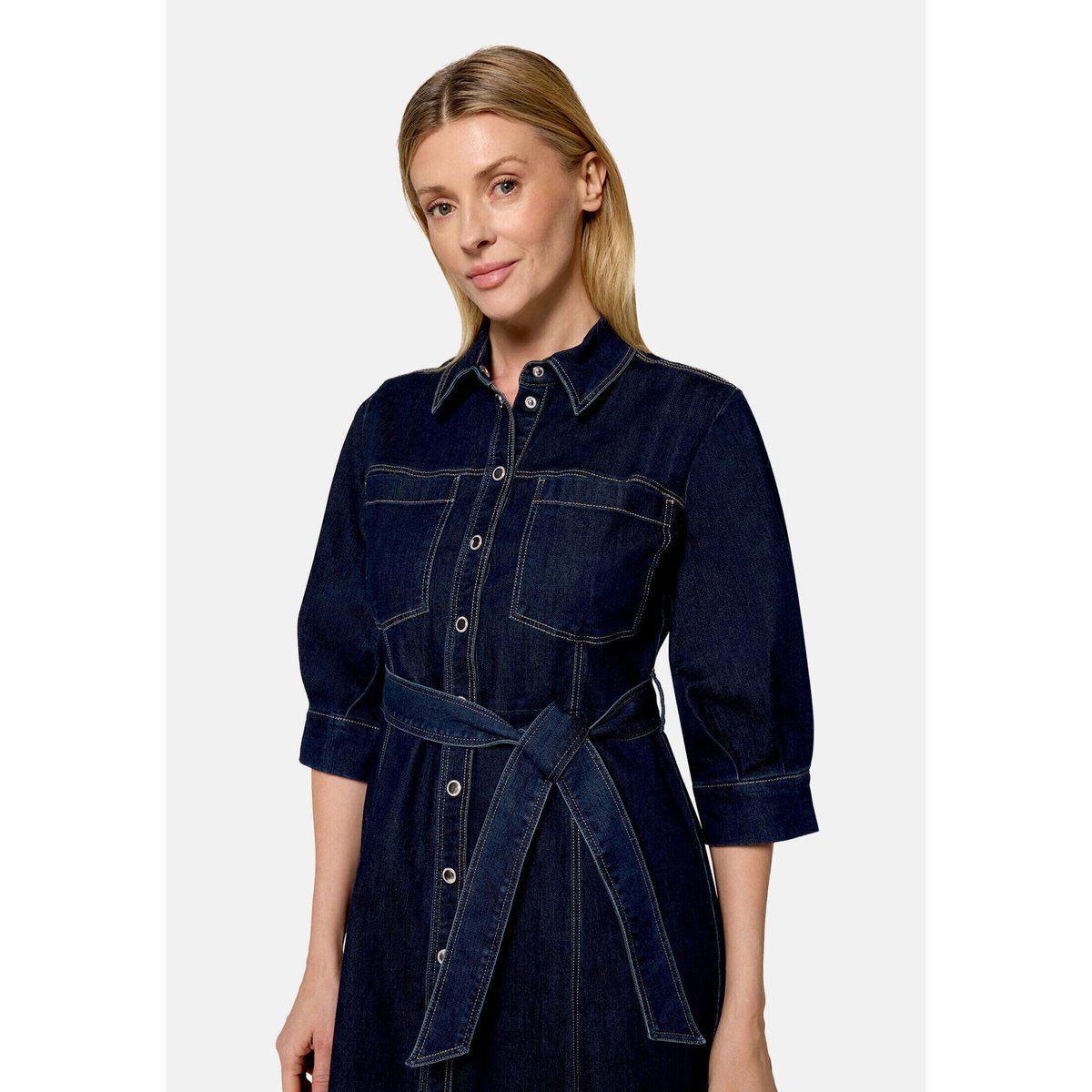 Robe-chemisier à patte de boutonnage dark blue denim, BETTY BARCLAY
