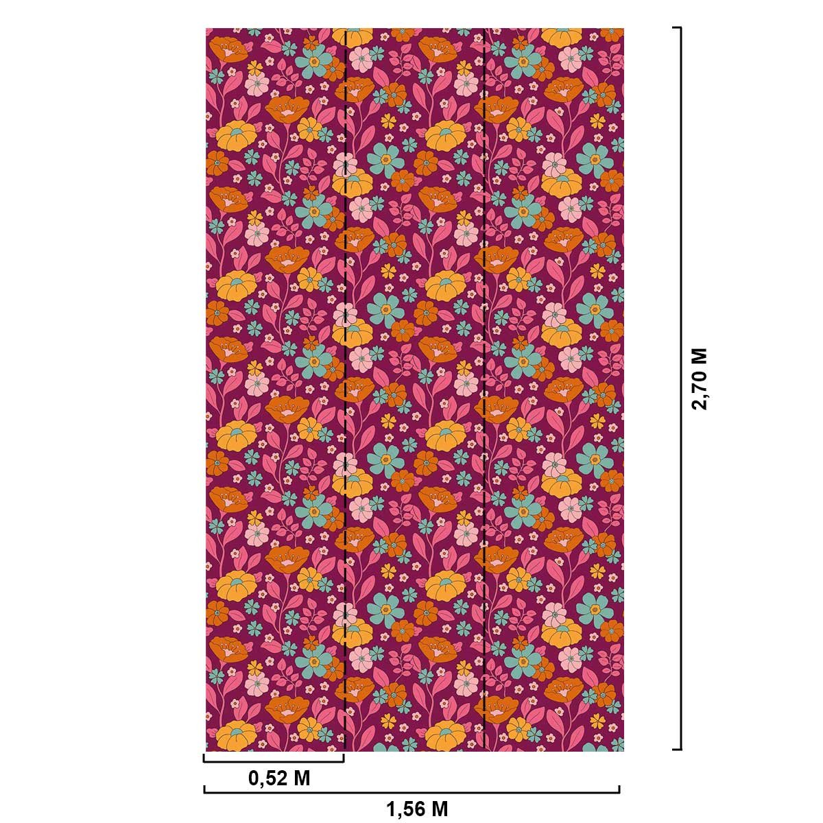 Papier peint fleuri intissé, HEXOA