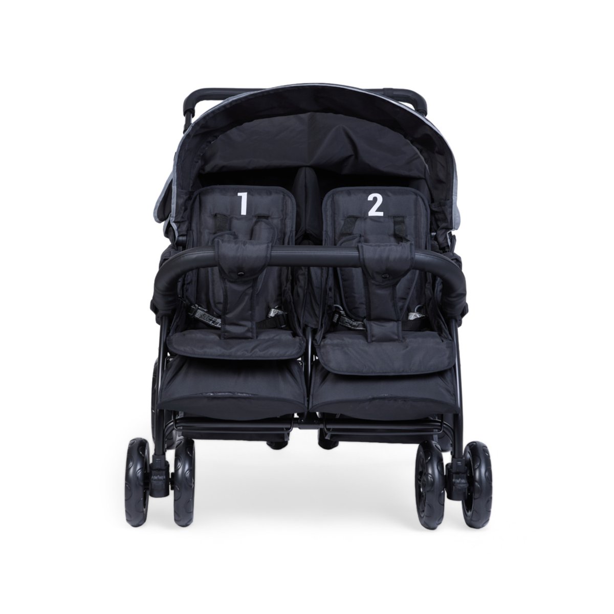 Quadruple poussette capacité 4 enfants + housse de pluie + pare-soleil noir, CHILDHOME