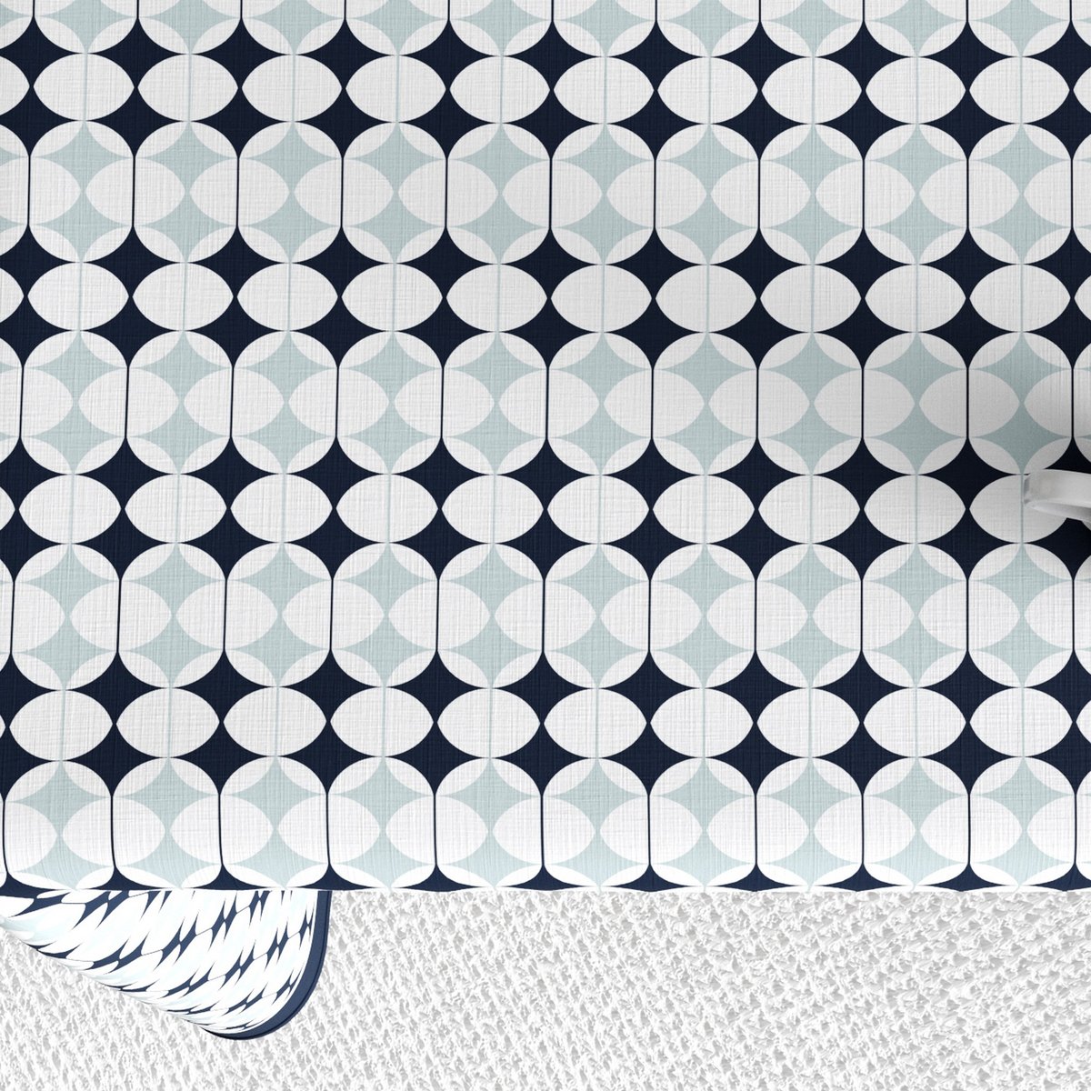 Nappe rectangulaire anti tache Coton Verana bleu, EDEN