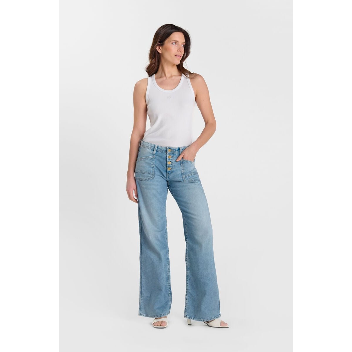 Jeans loose, large wide leg , longueur 34 blue, LE TEMPS DES CERISES