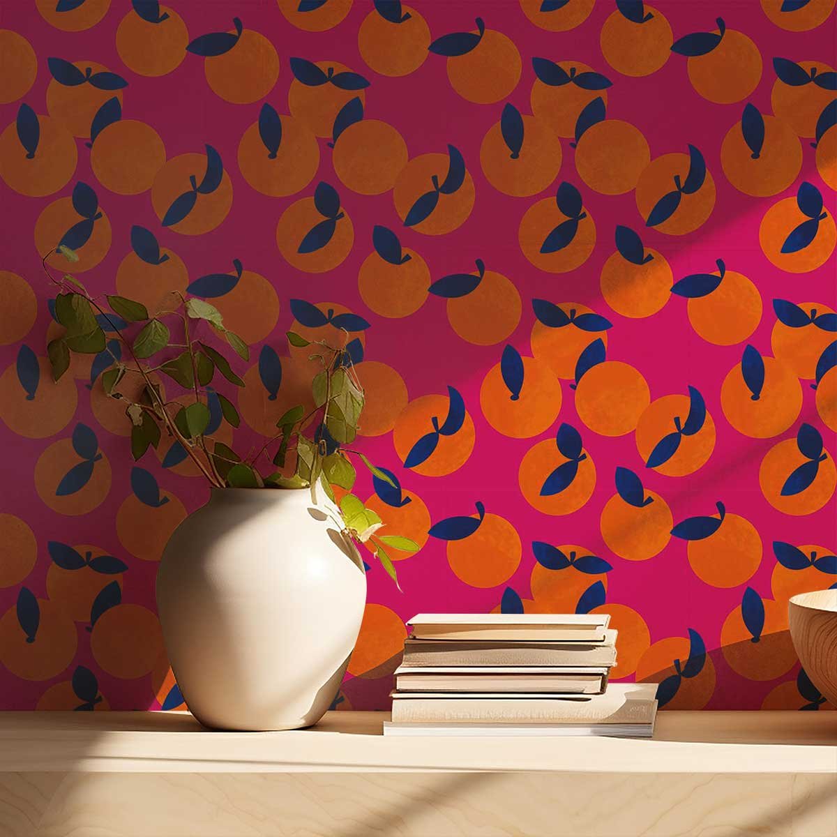 Papier peint oranges pop intissé, HEXOA
