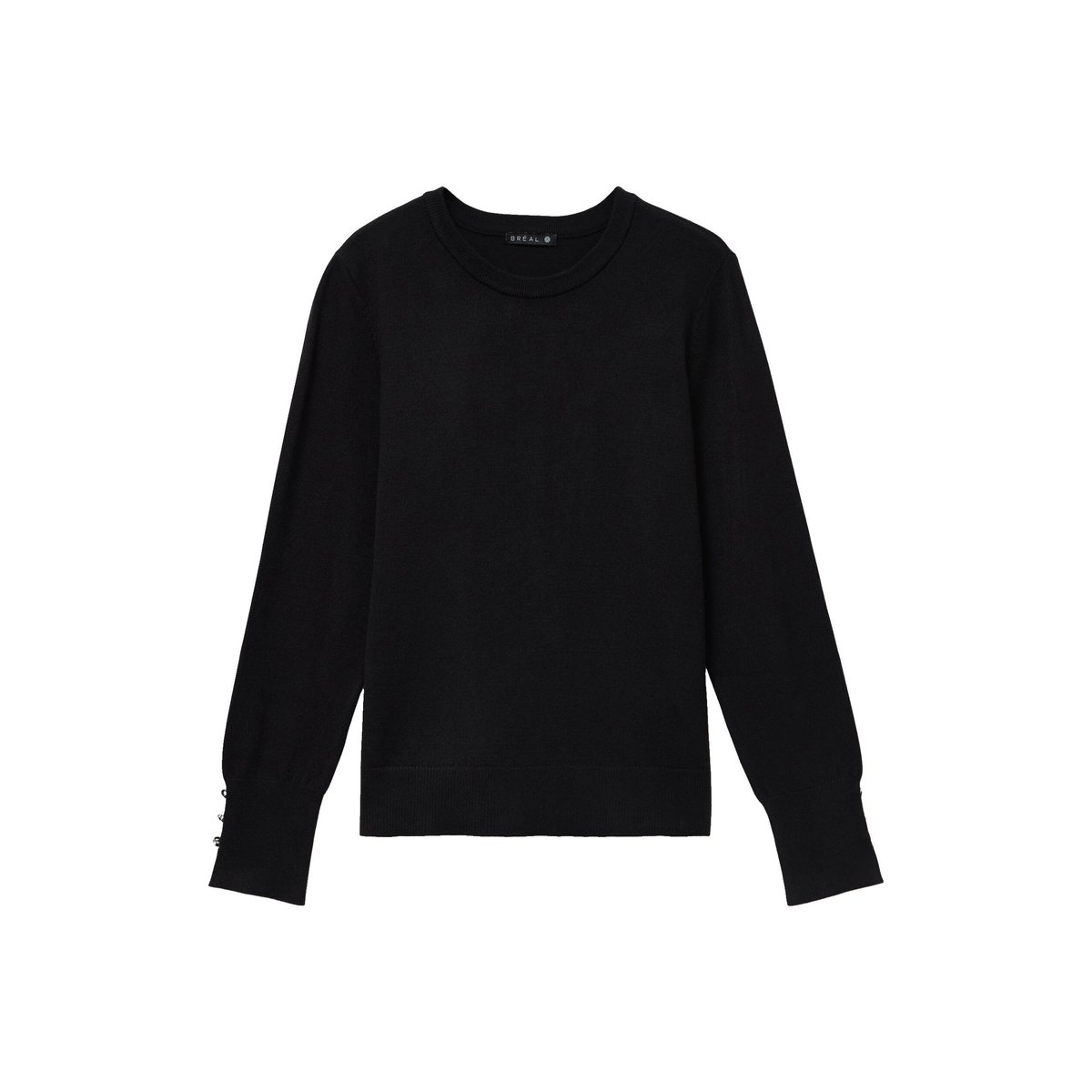 Pull droit col rond manches longues noir, BREAL