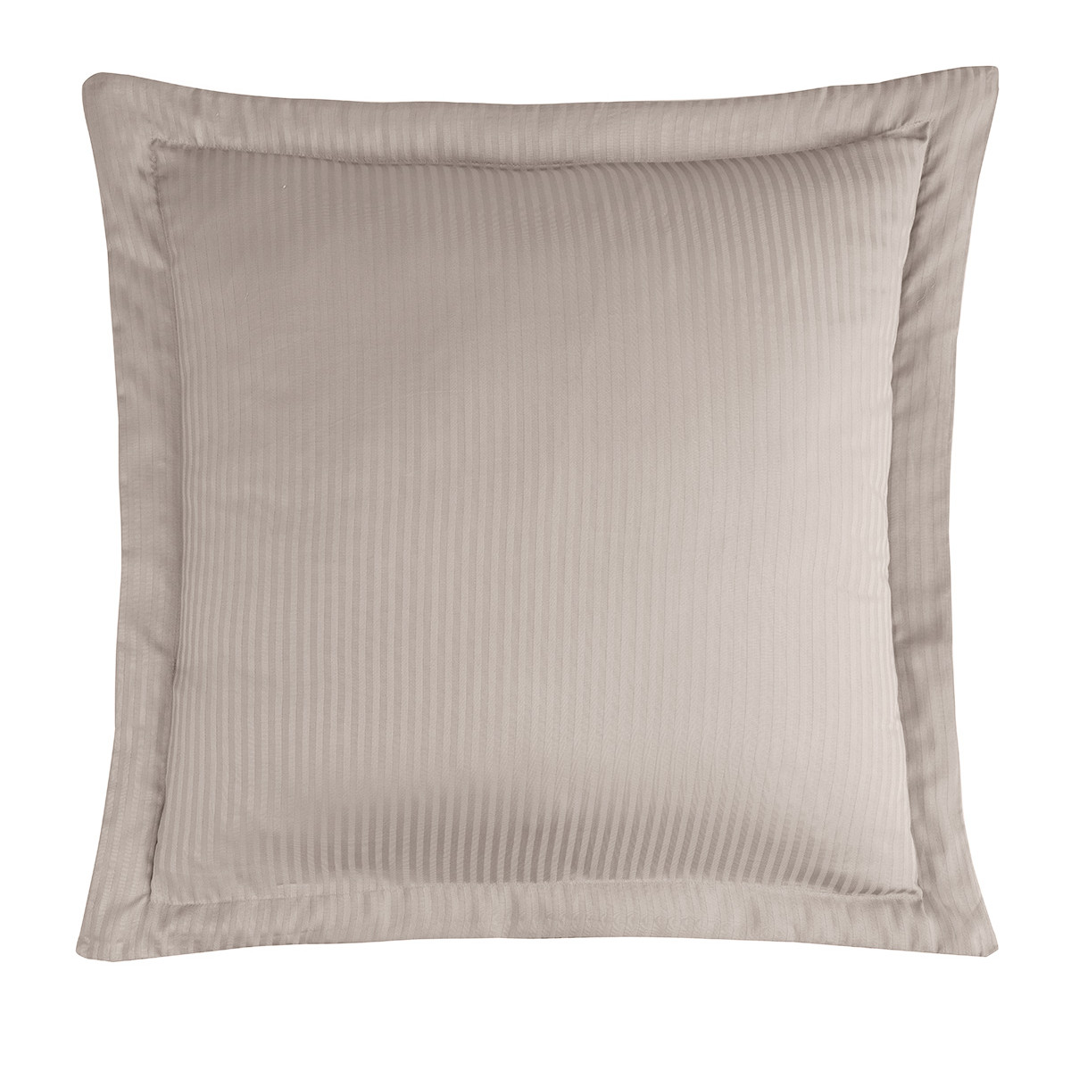 Lot de 2 taies d'oreiller rayées en satin de coton 120 fils VERSALUXE taupe, SENSEI MAISON
