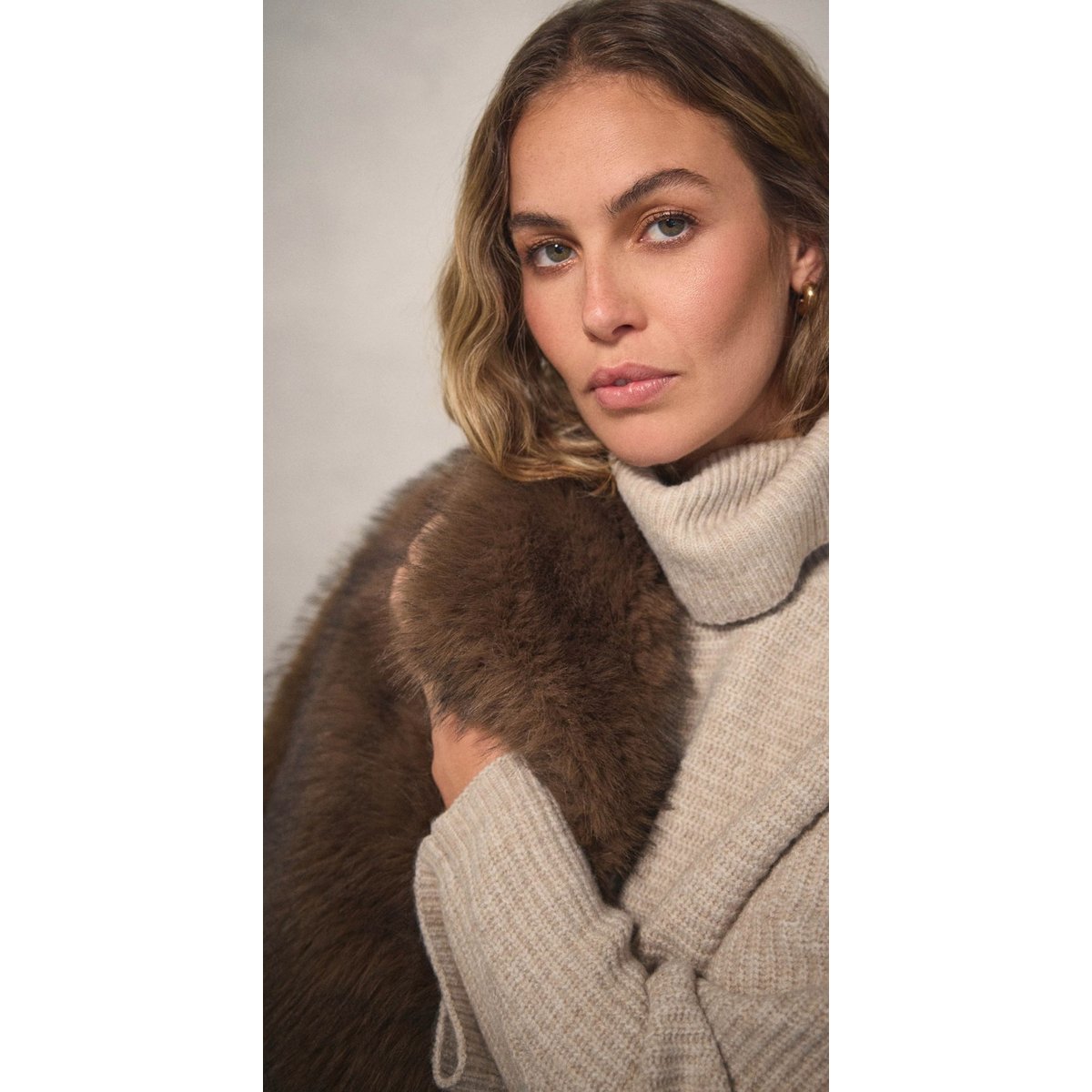 Pull en maille en maille à manches chauve-souris beige melange, ZERO
