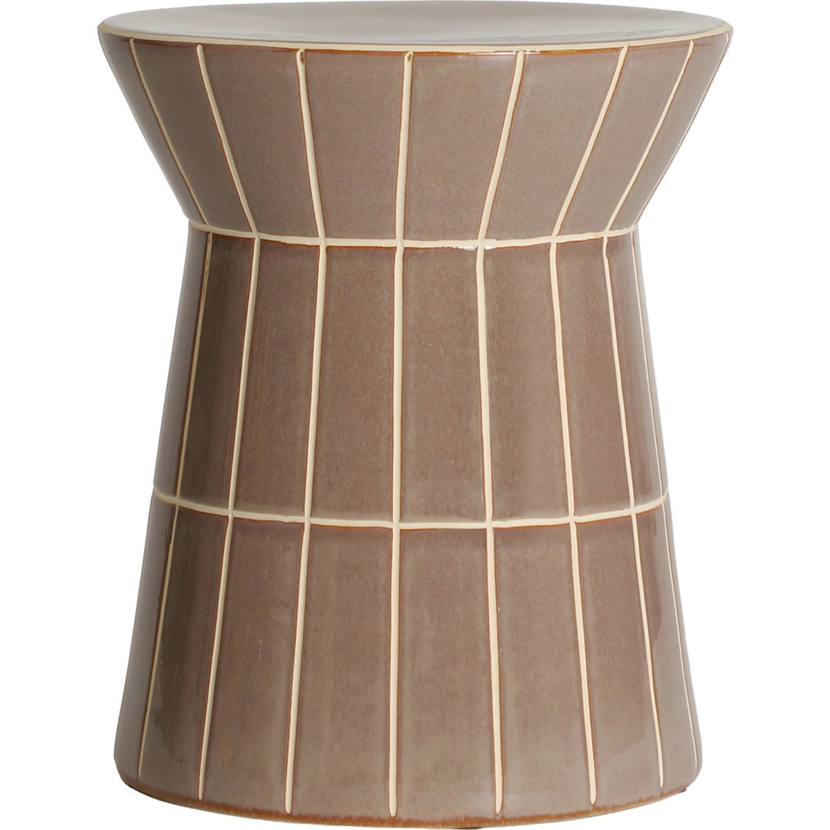 Table d'appoint céramique marron brillant avec lignes claires, RECOLLECTION