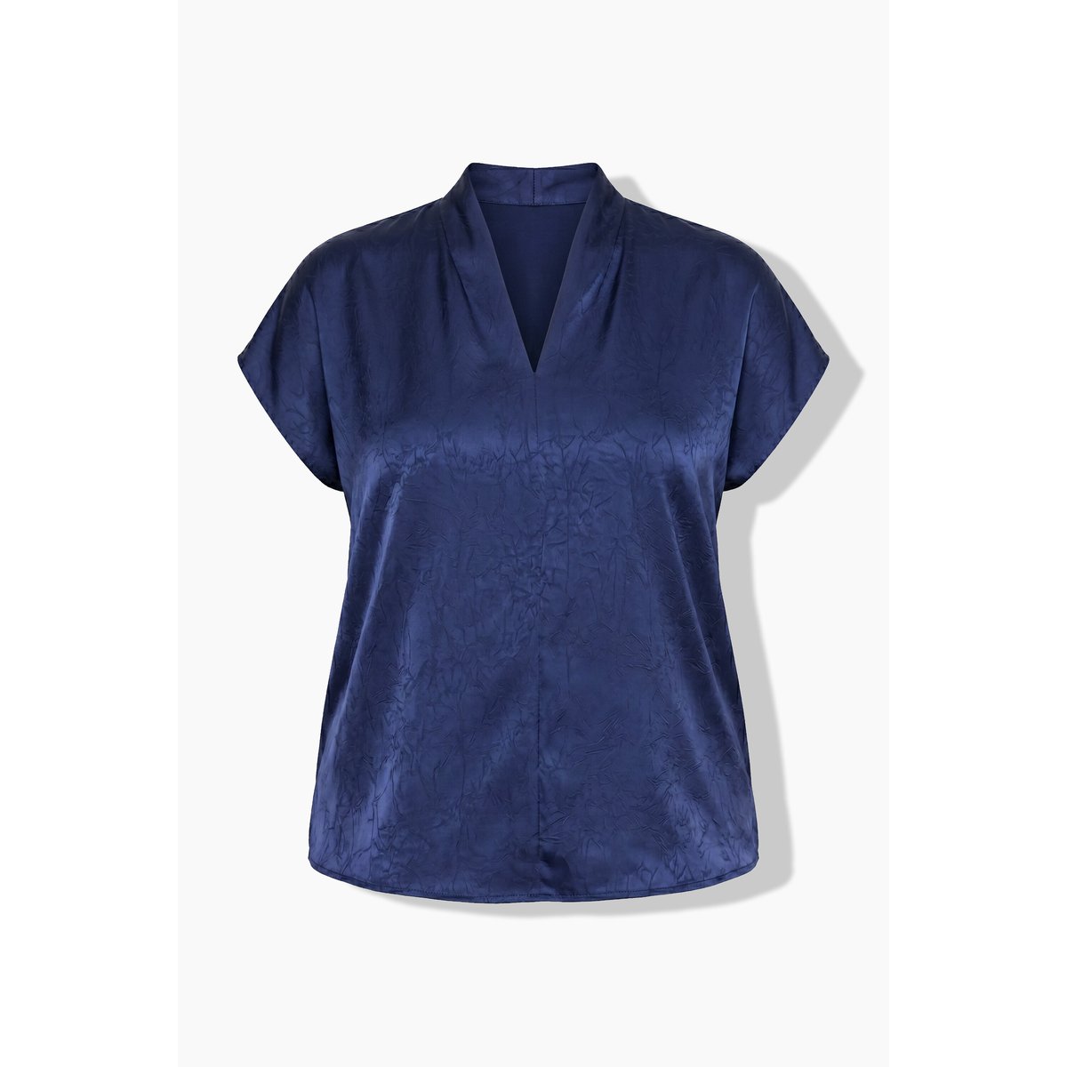 Blouse en satin, pli fantaisie marine, ULLA POPKEN