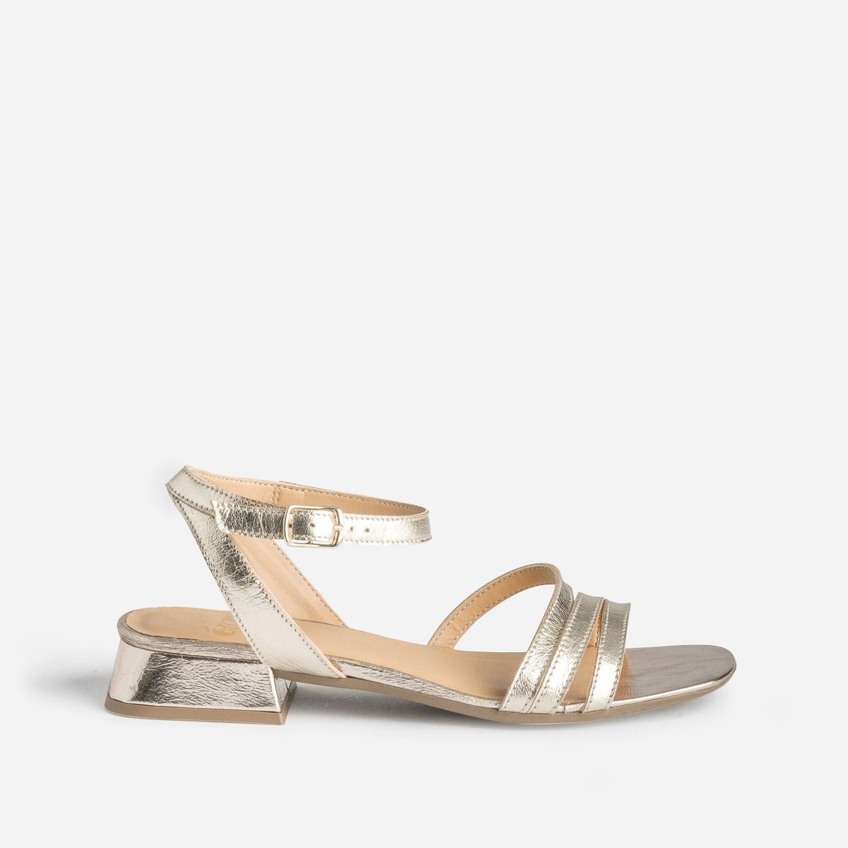 Sandale Plate en cuir NINA-LOU champagne, ERAM