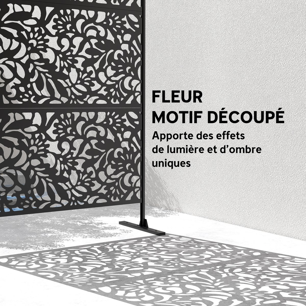 Brise-vue décoratif noir, OUTSUNNY