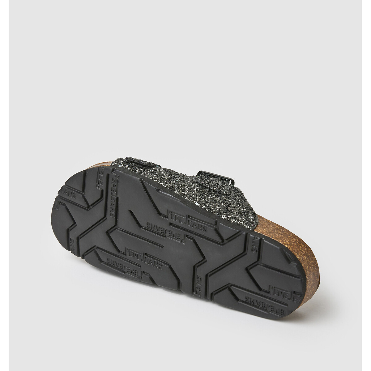 Mules doubles brides Oban Electra noir pailleté, PEPE JEANS