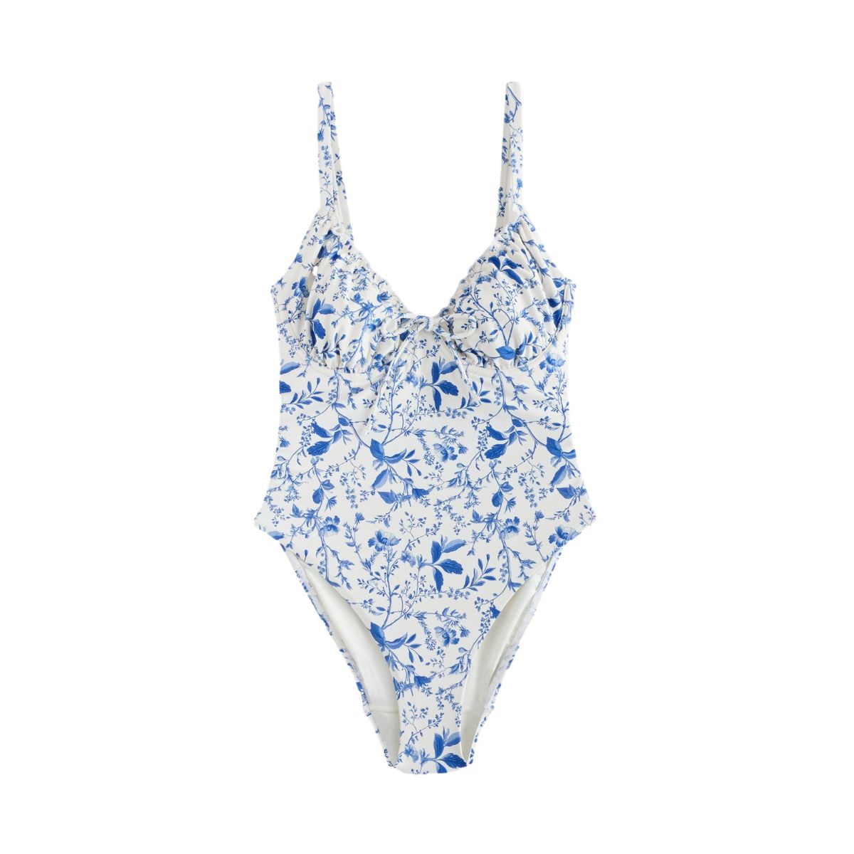 Maillot bain gainant non rembourré dd+ crème/bleu à petits motifs floraux, NEXT