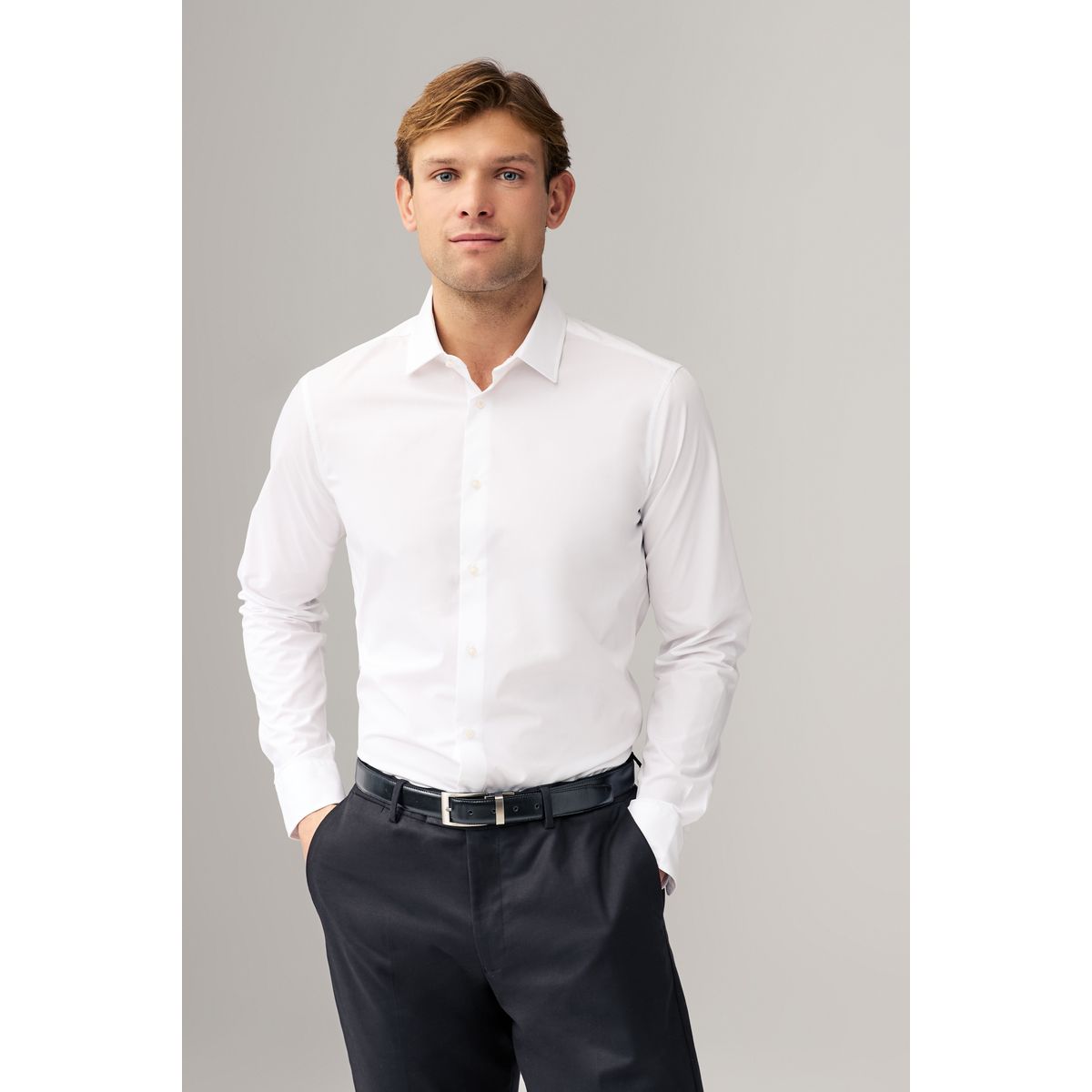 Chemise skinny manches longues lot de 2 blanc, NEXT