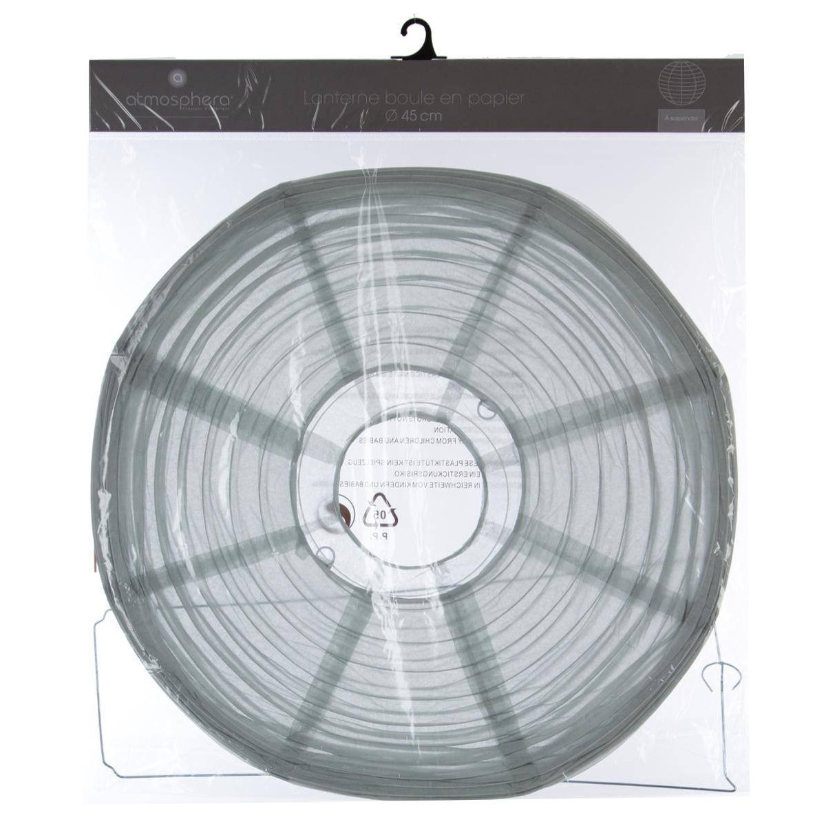 Lanterne boule papier D45cm gris anthracite, ATMOSPHERA