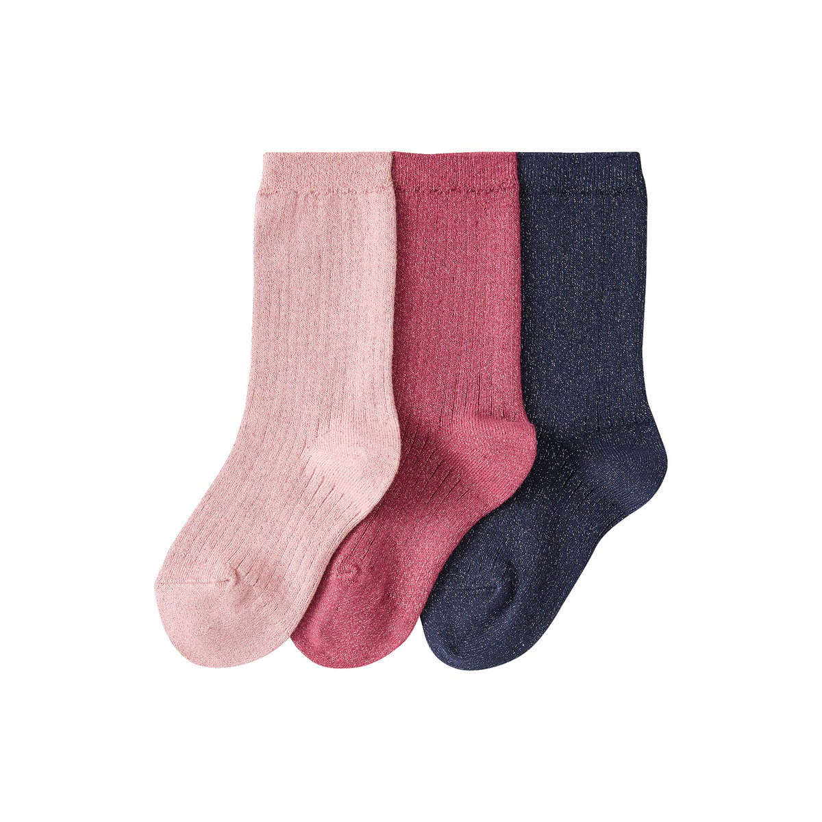 Lot de 3 chaussettes vieux rose, VERTBAUDET