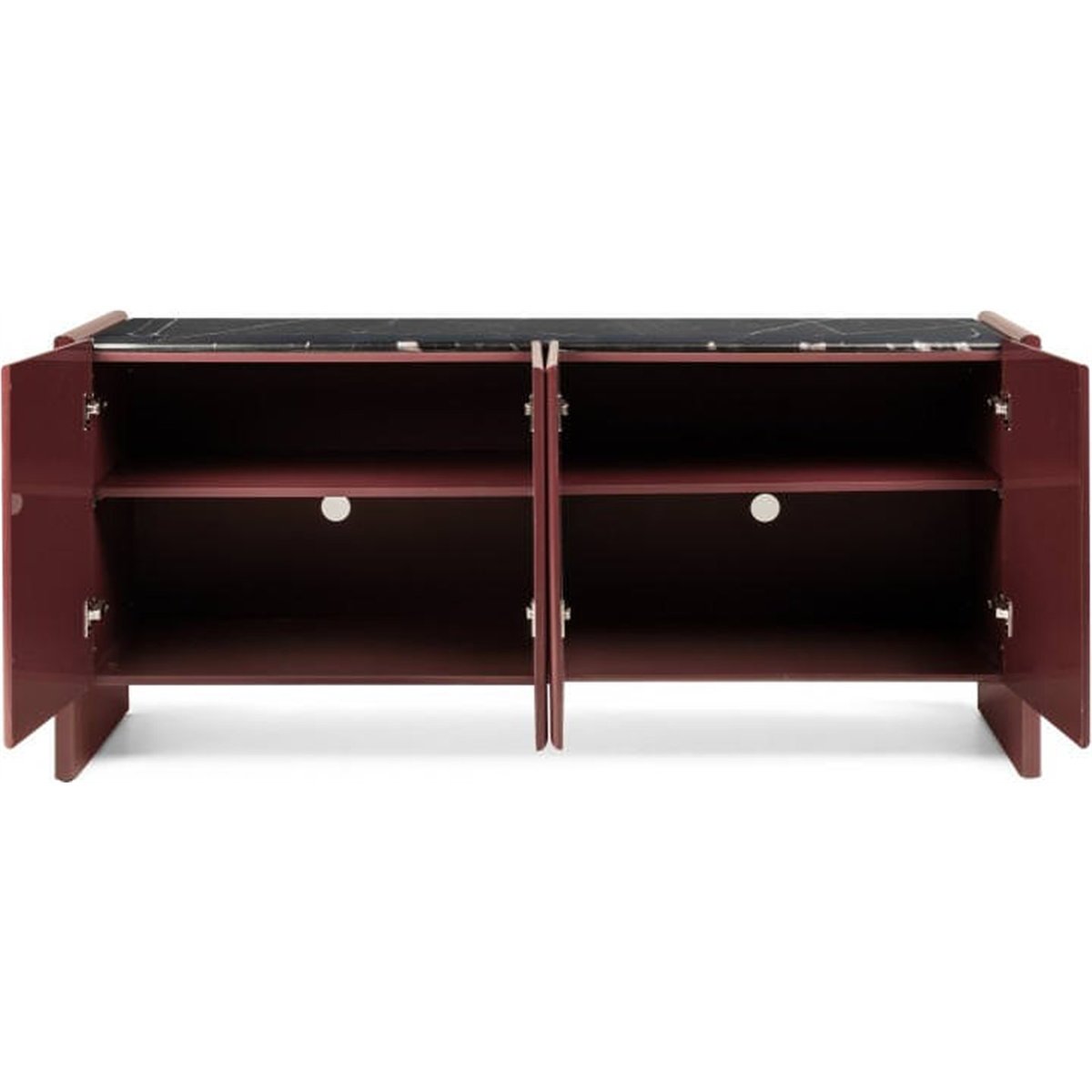 Buffet 4 portes LARIQ plateau marbre bordeaux brun et marbre noir, RECOLLECTION