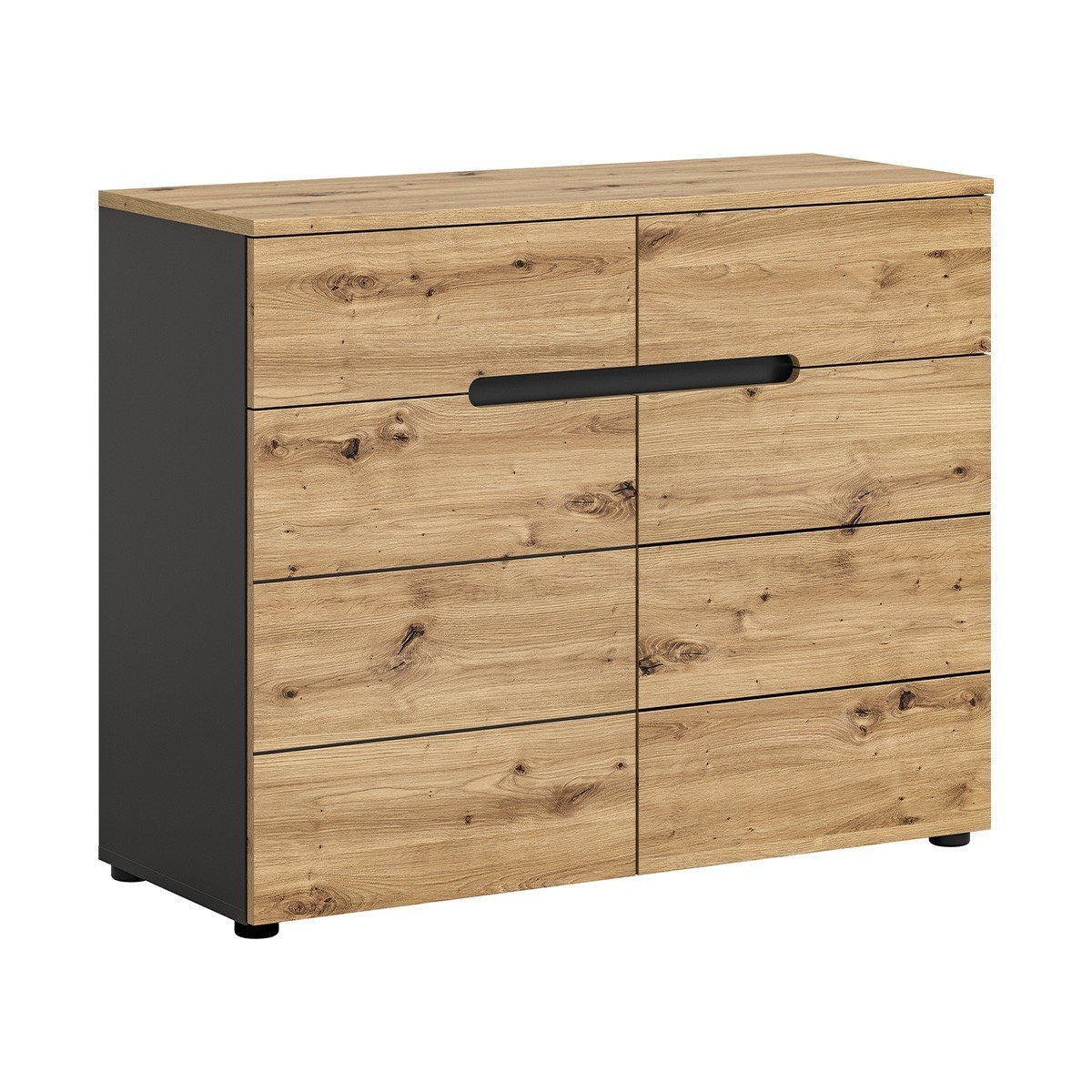 Commode 2 portes et 2 tiroirs L100 cm - CANU bois clair, CALICOSY