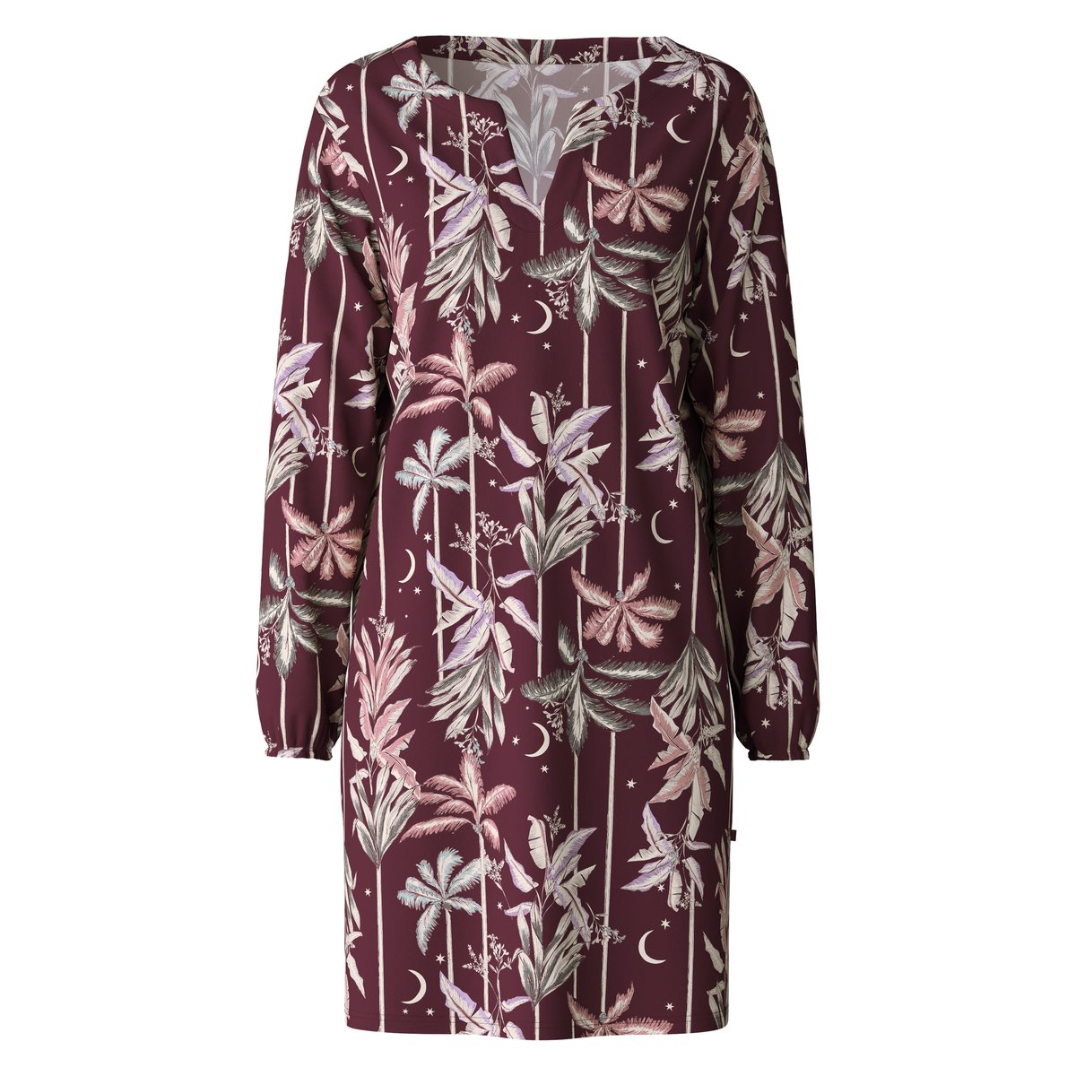 Chemise de nuit à manches longues, longueur 95 cm manches longues Coton FAVOURITES GROUND port royal red, CALIDA