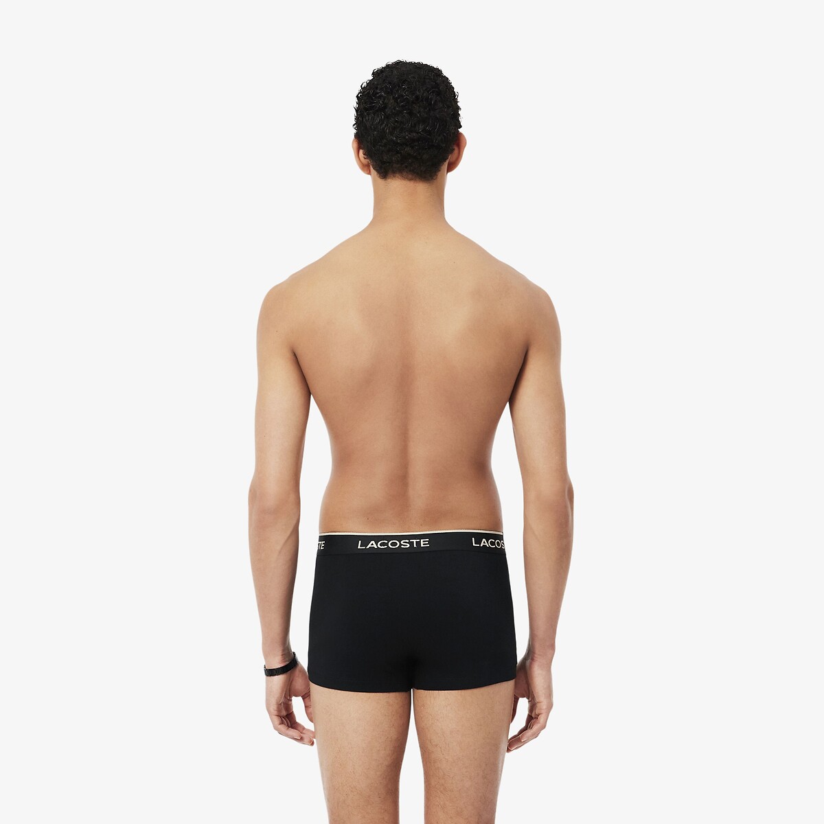 Lot de 3 boxers courts unis, en coton, stretch noir + noir + noir, LACOSTE