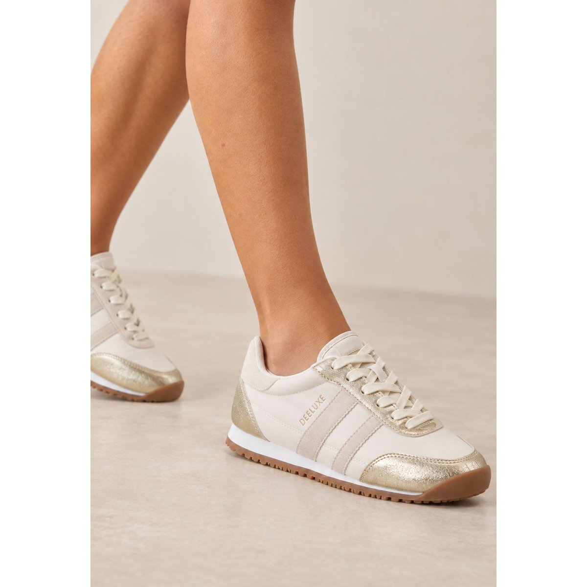 Baskets dancourt femme style rétro DANCOURT beige / doré, DEELUXE