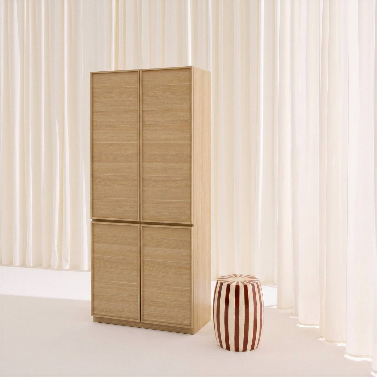 Module dressing décor bois 4 portes 1 penderie KUBA naturel, SWEEEK