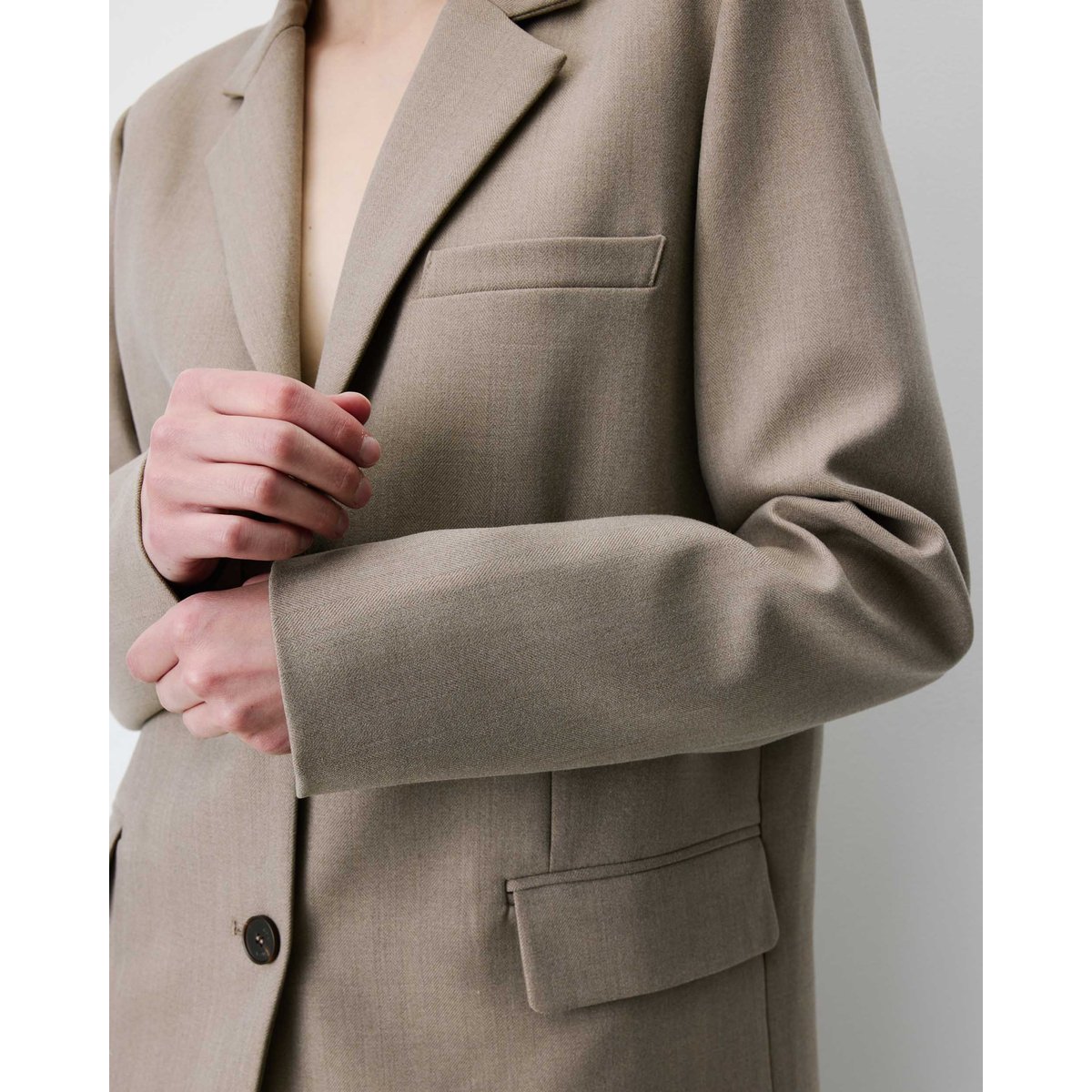 Blazer droit simple boutonnage à poches beige Alarick beige, GRACE AND MILA
