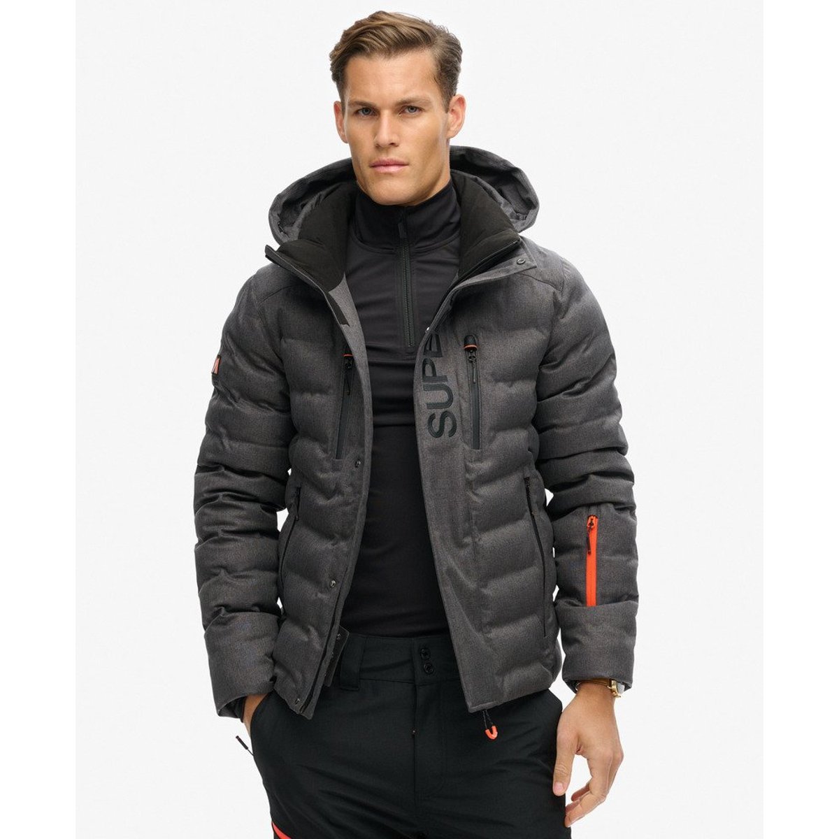 Veste rembourrée Ski Fuji gris foncé chiné, SUPERDRY
