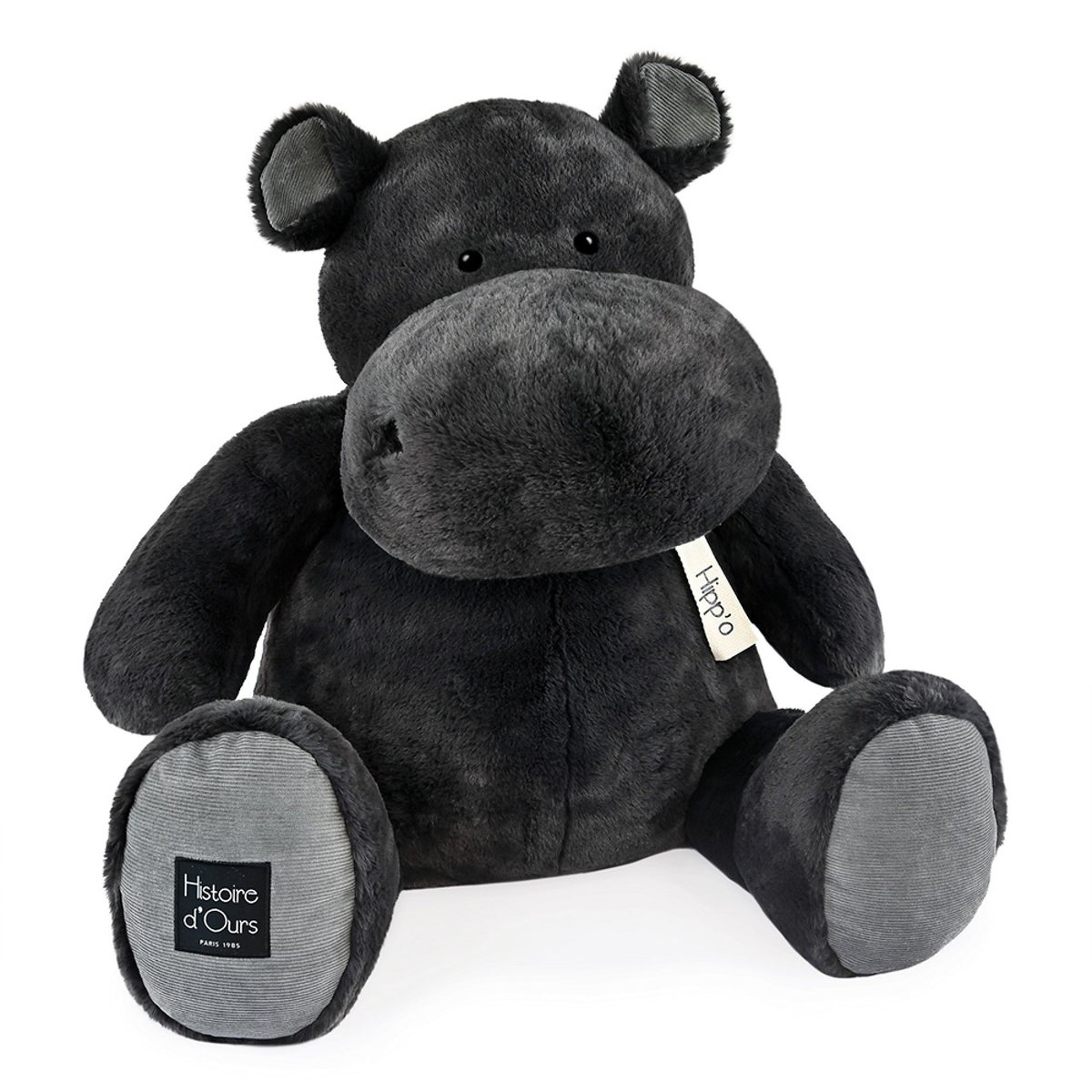 Peluche Hippopotame 85 cm gris anthracite, HISTOIRE D'OURS