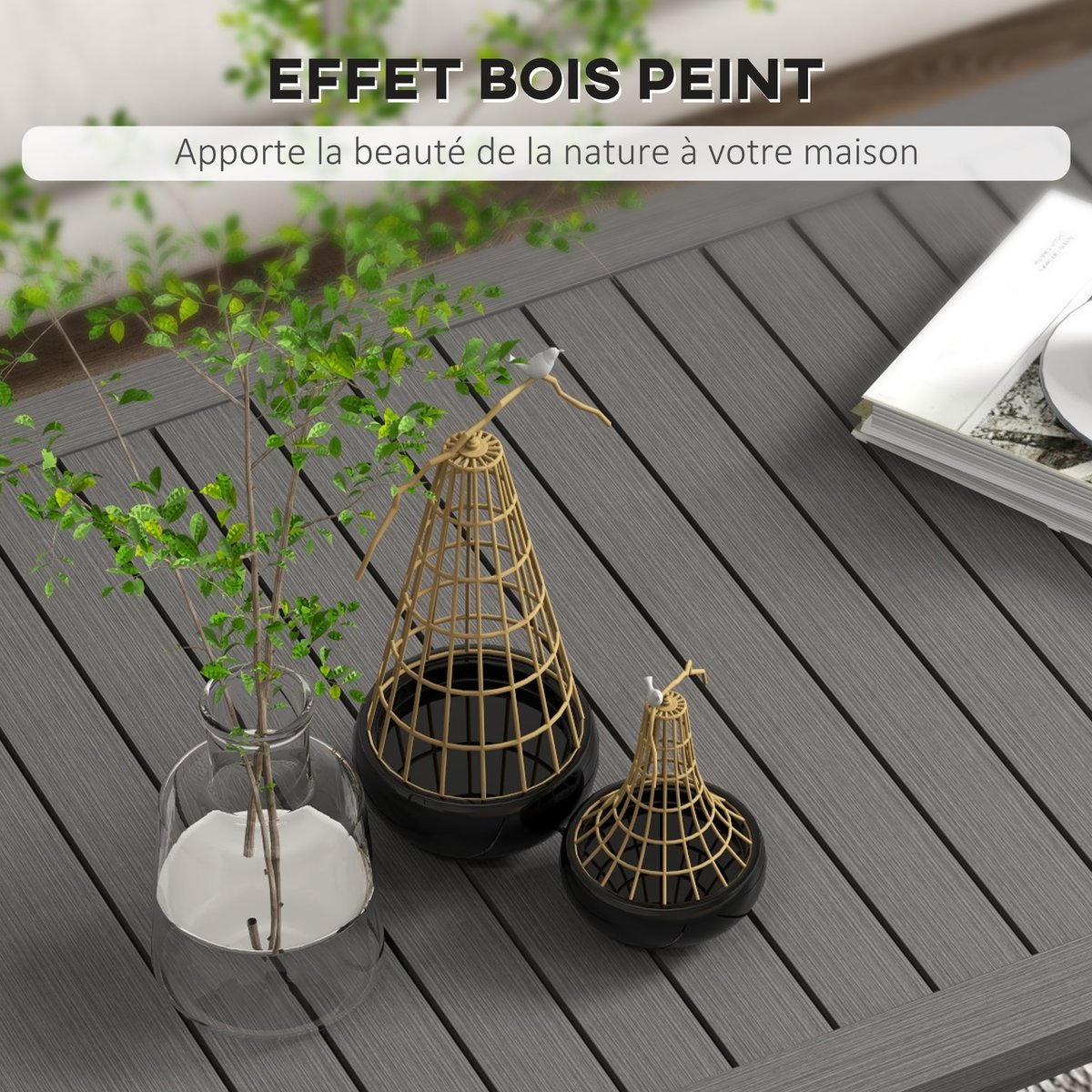 Table basse Aluminium Marron marron, OUTSUNNY