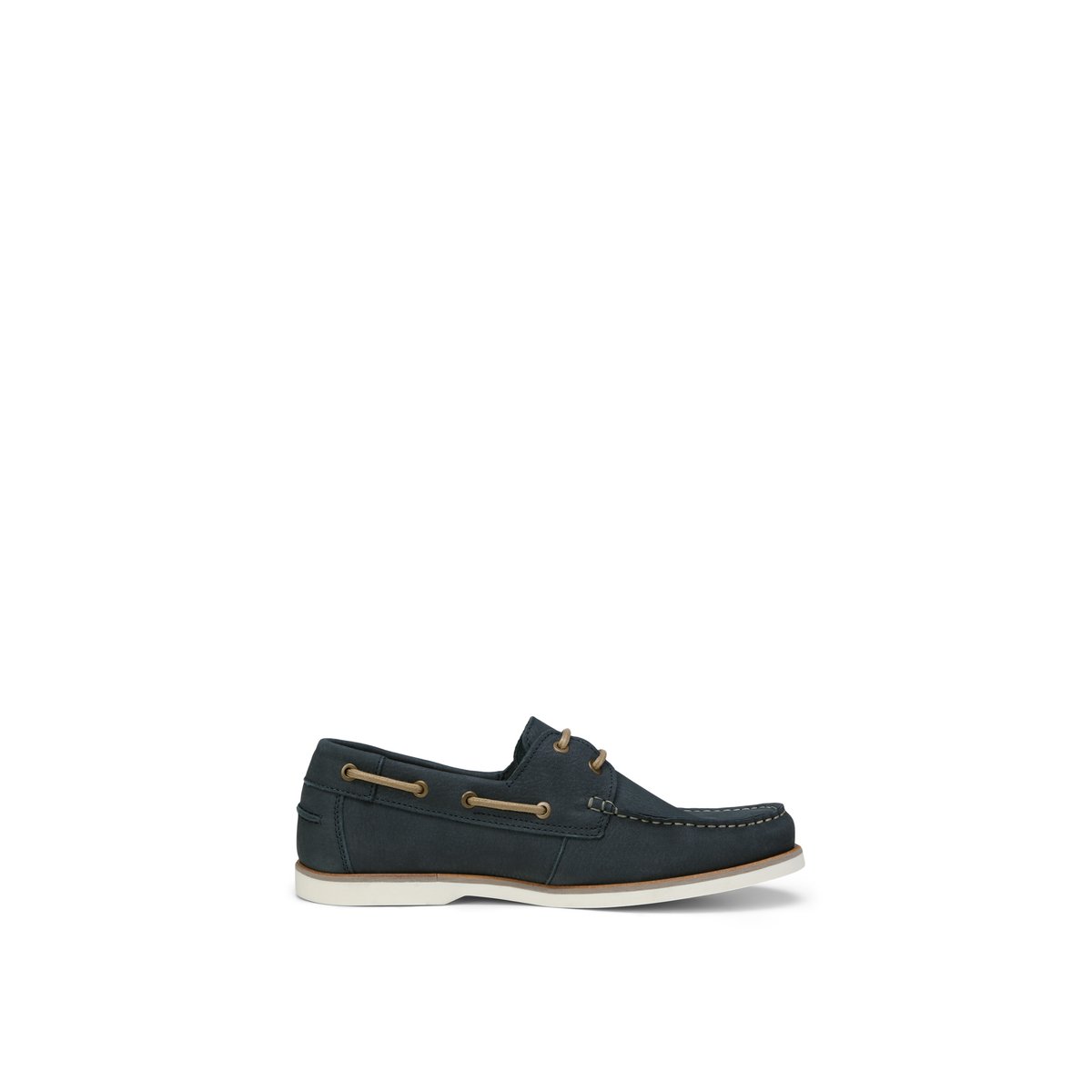 Chaussure bateau modèle Nadal en cuir de vache souple bleu fonce, MARC O'POLO