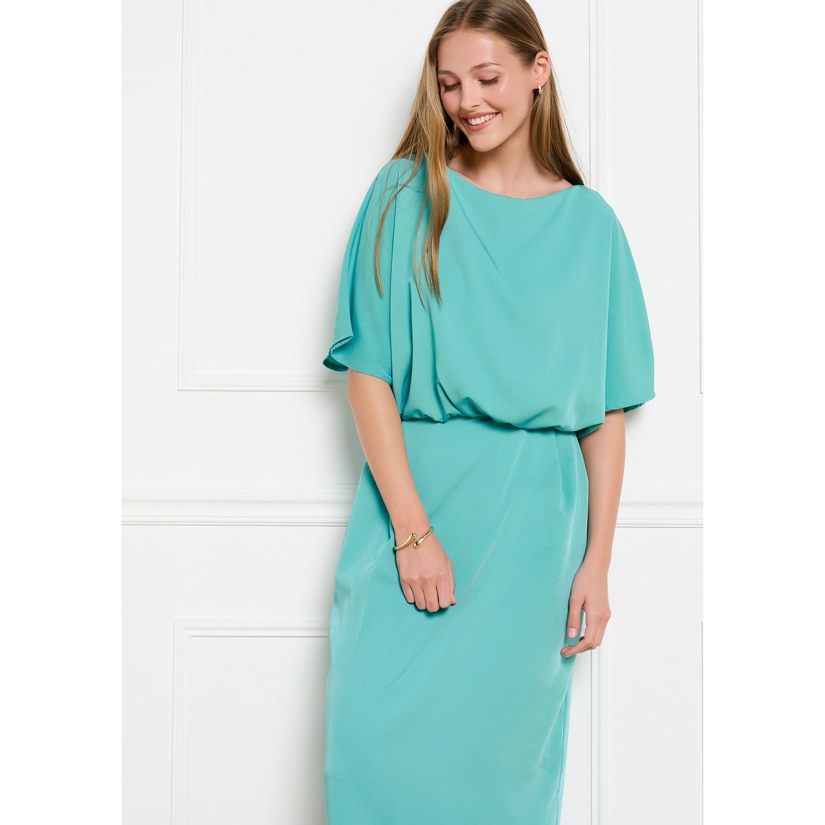 Robe midi fluide vert menthe, LOLALIZA