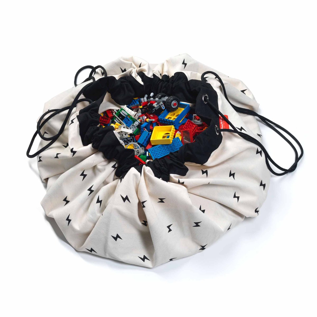 play&go - tapis de jeu & sac à jouets - roadmap/ thunderbolt ecru/noir, PLAY ET GO