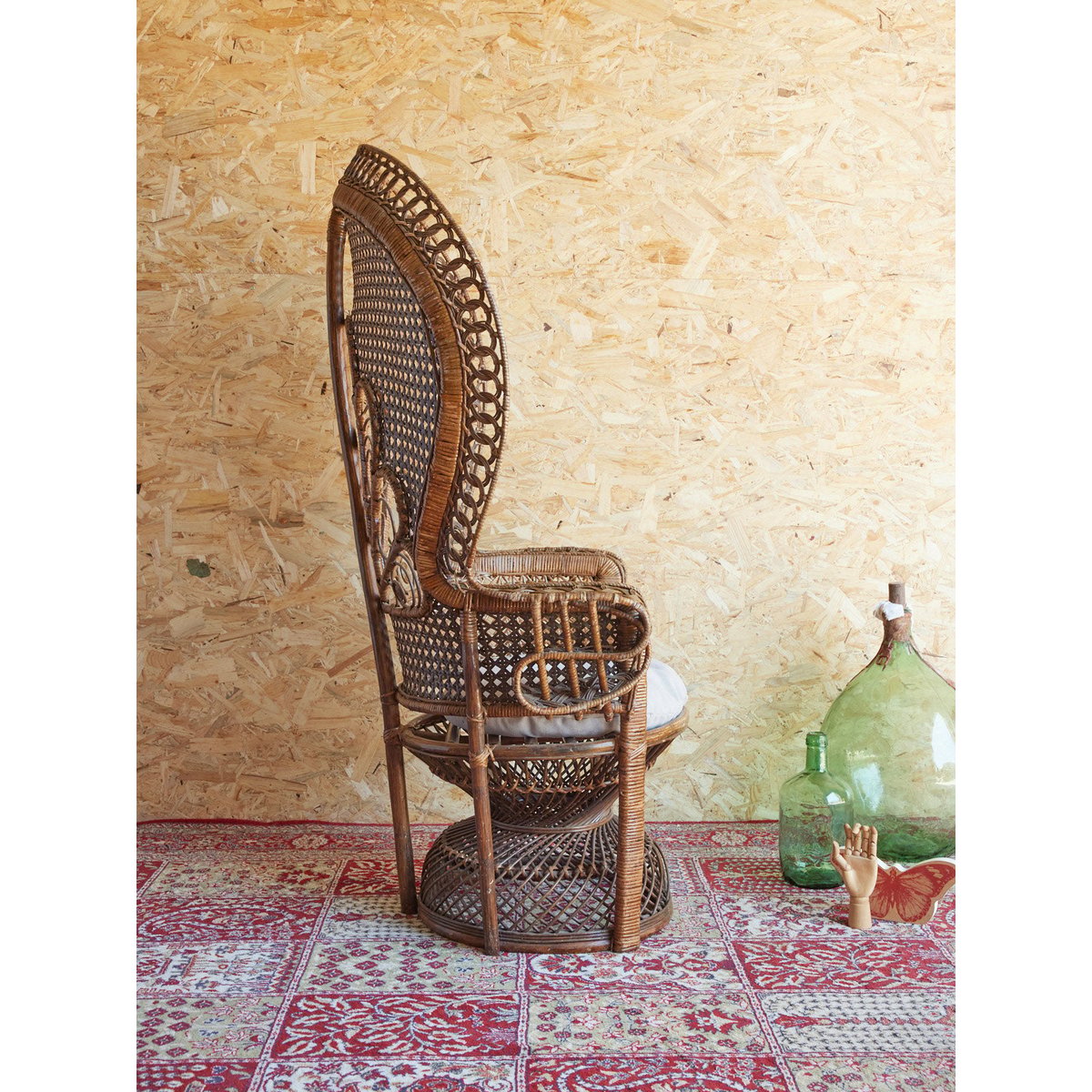 Fauteuil en osier Emmanuel N°19 - Bon état bois foncé, DEBONGOUT