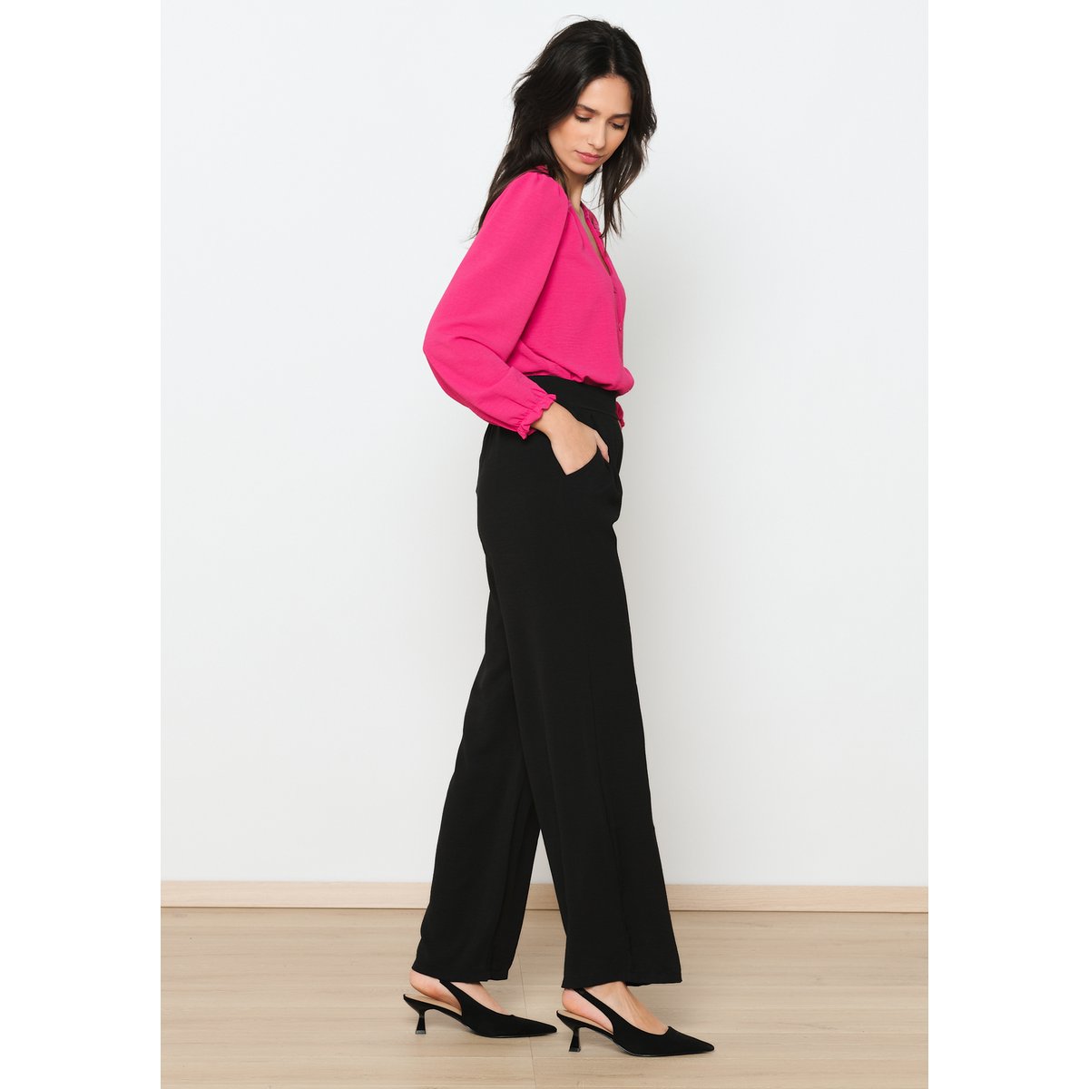 Pantalon large fluide noir, LOLALIZA