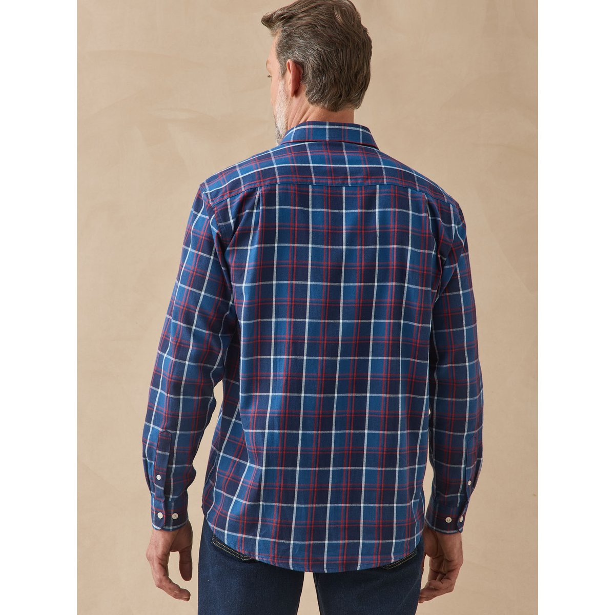 Chemise en flanelle pur coton homme carreaux bleu, DAXON