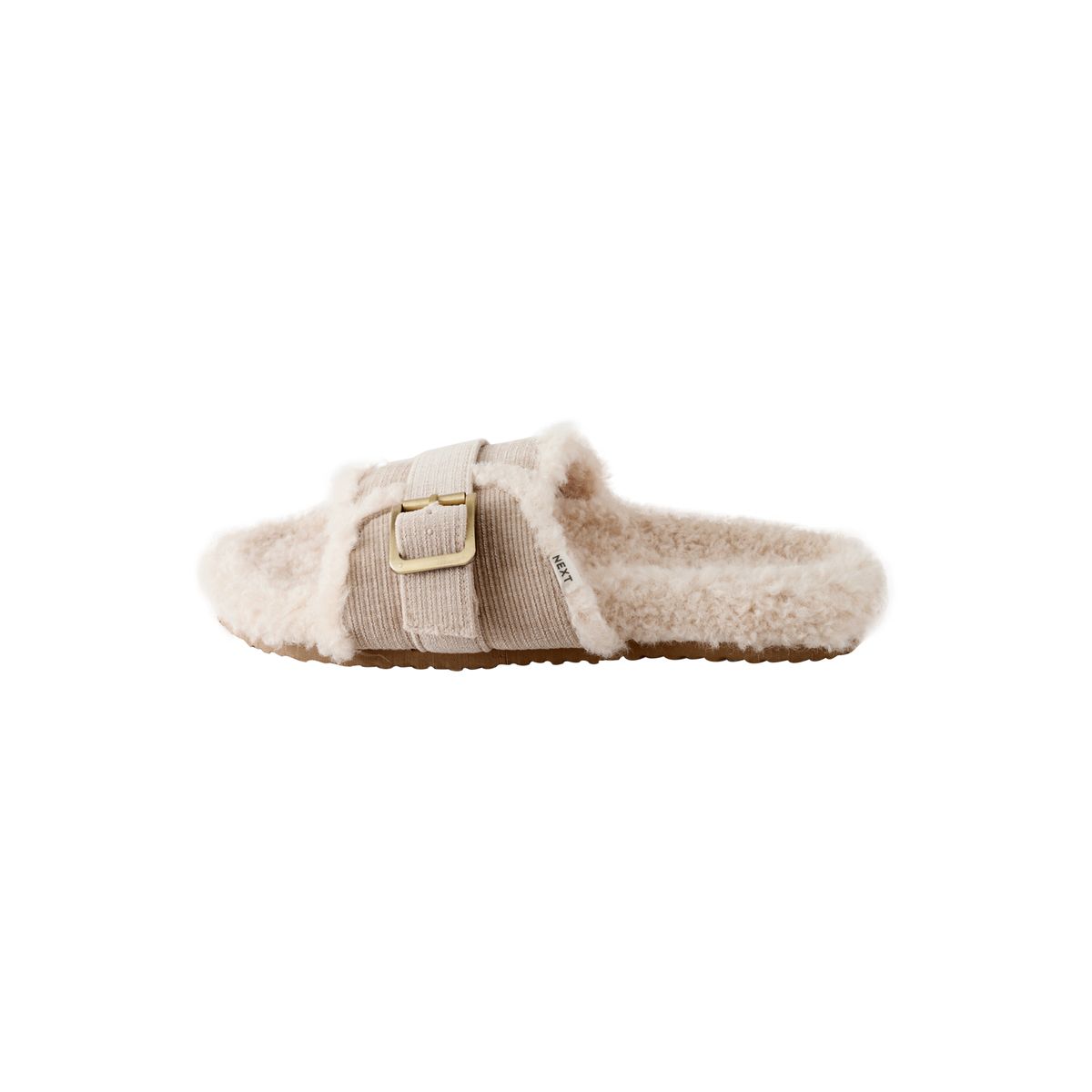 Chaussons sandales en peau lainée naturel, NEXT