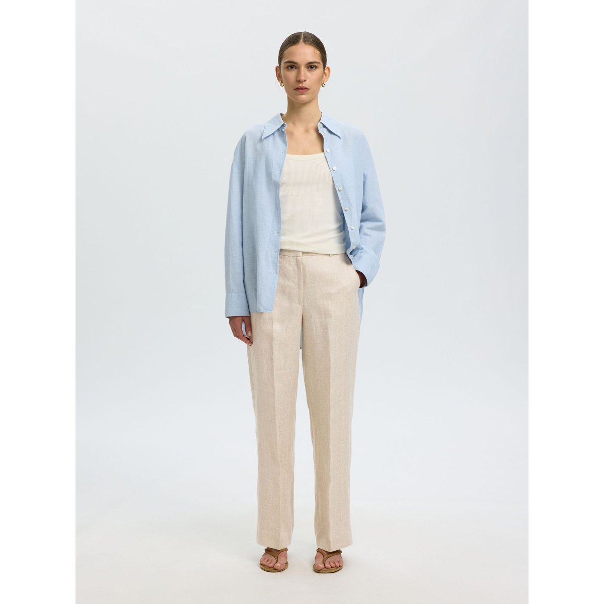 Pantalon À Jambe Ample egret, SELECTED
