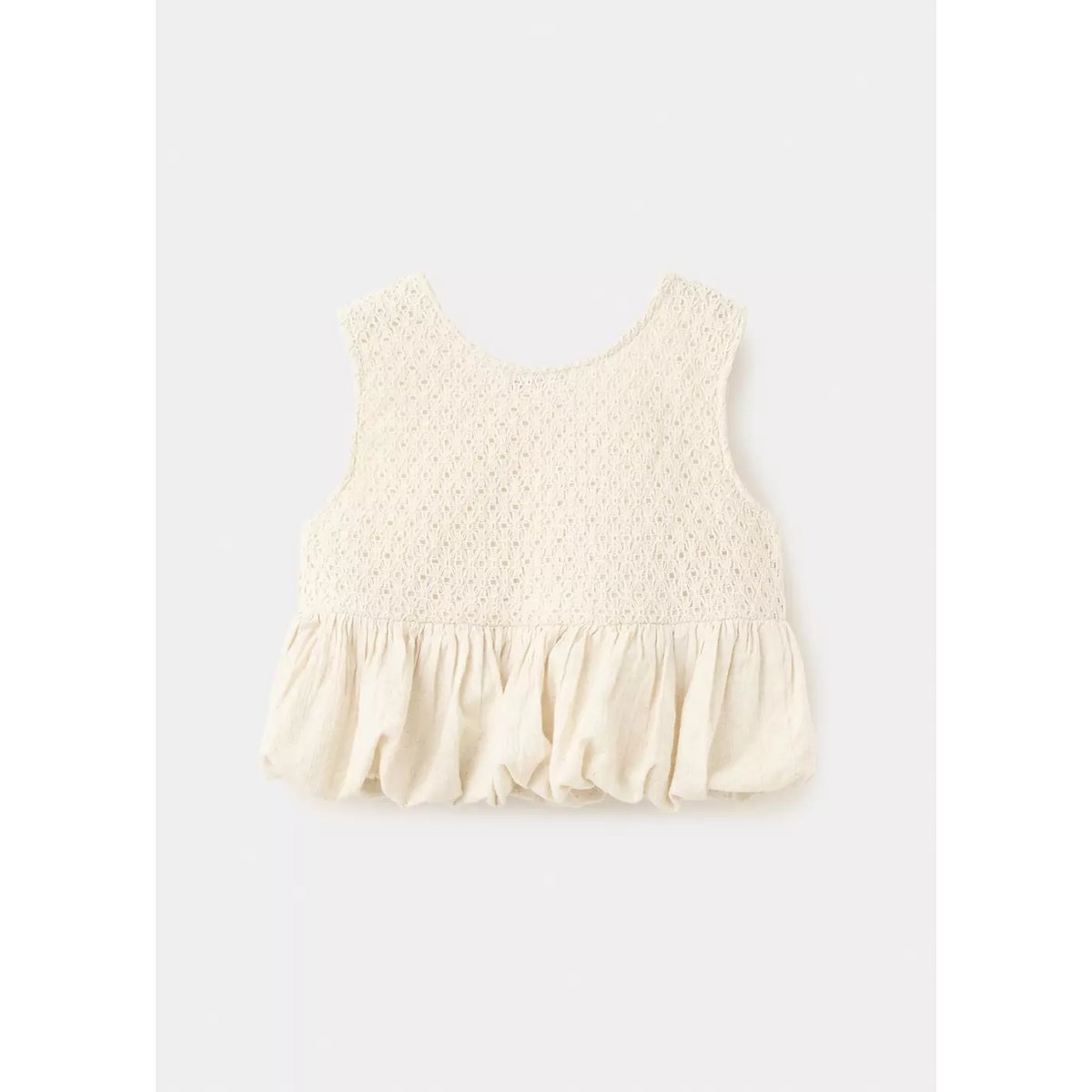 Blouse en crochet à bas bouffant écru, MANGO KIDS