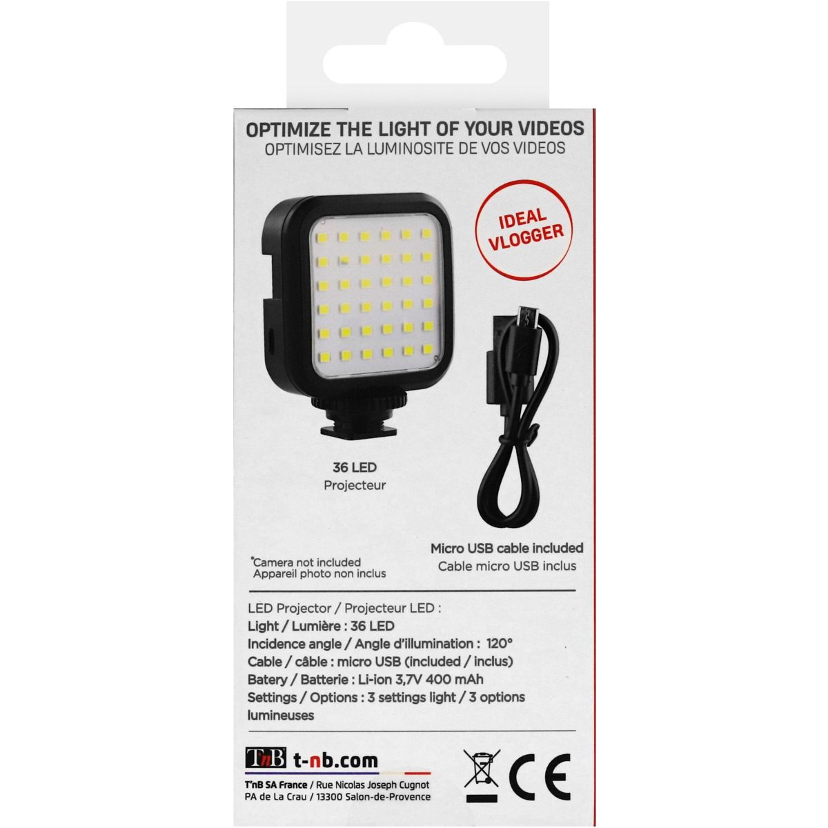 Lampe LED Influence Projecteur transportable LED couleur unique, TNB