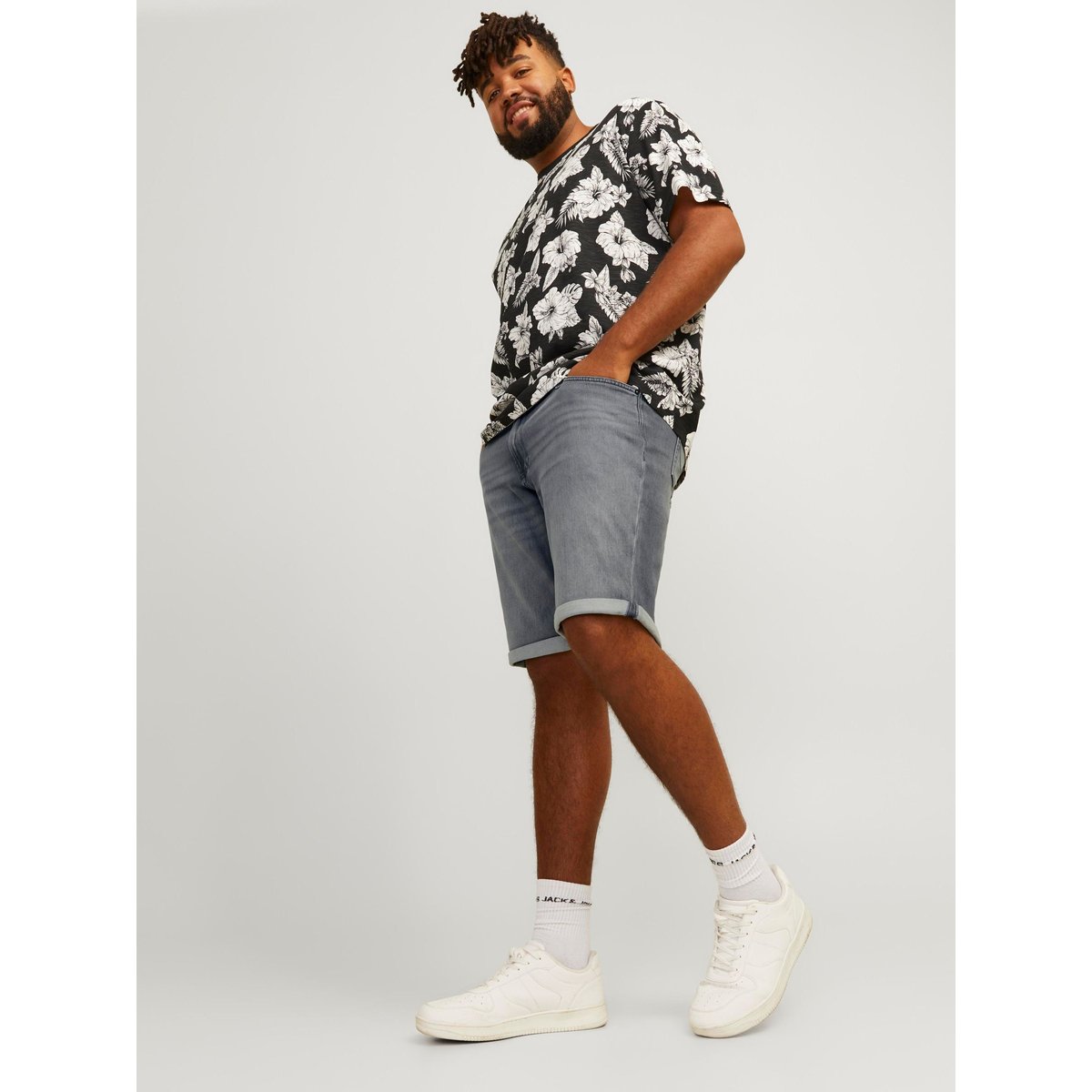 Plus Size Short coupe classique Regular Fit Short coupe classique grey denim, JACK & JONES