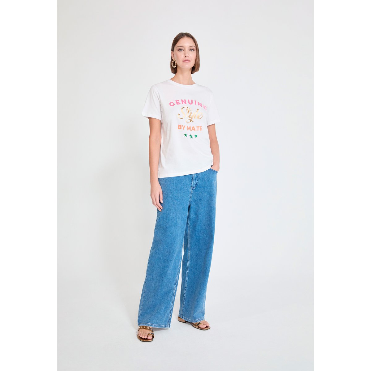 T-shirt en coton imprimé blanc, LOLA CASADEMUNT