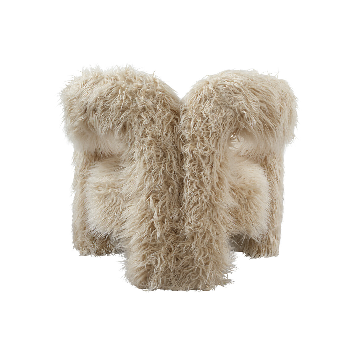 Katrin Faux Fur Sculptural Accent Chair ivory, SO'HOME