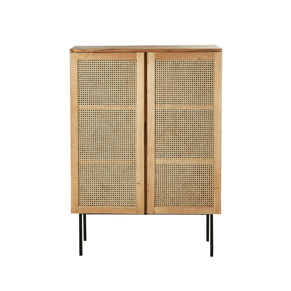 Armoire 2 portes en bois bassif et cannage AUBIN naturel, BERAH GETAH