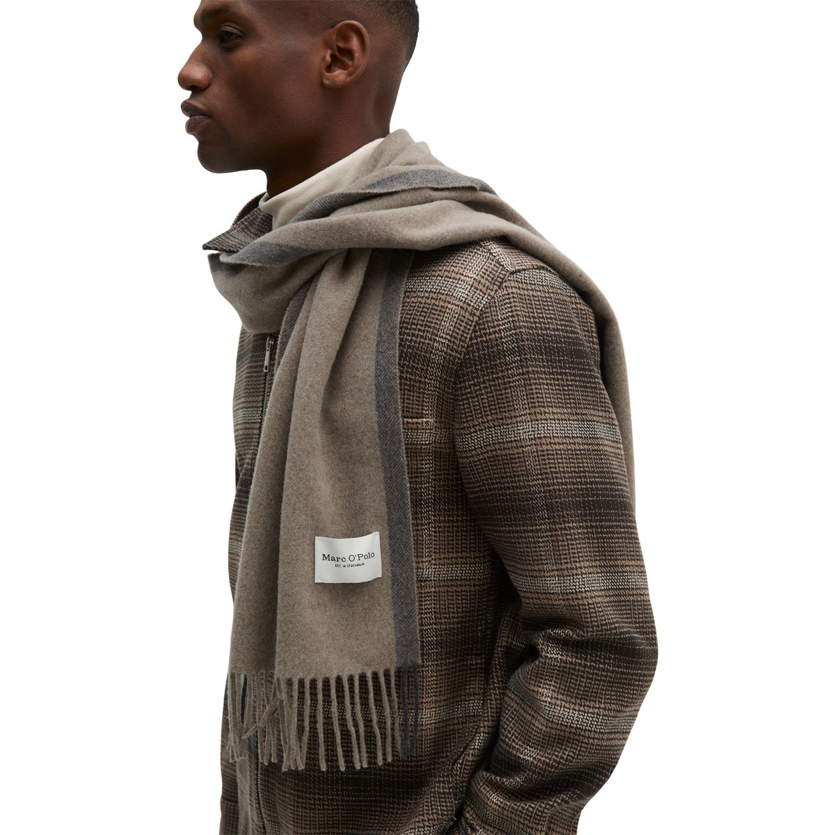 Écharpe Web en laine vierge douce beige, MARC O'POLO